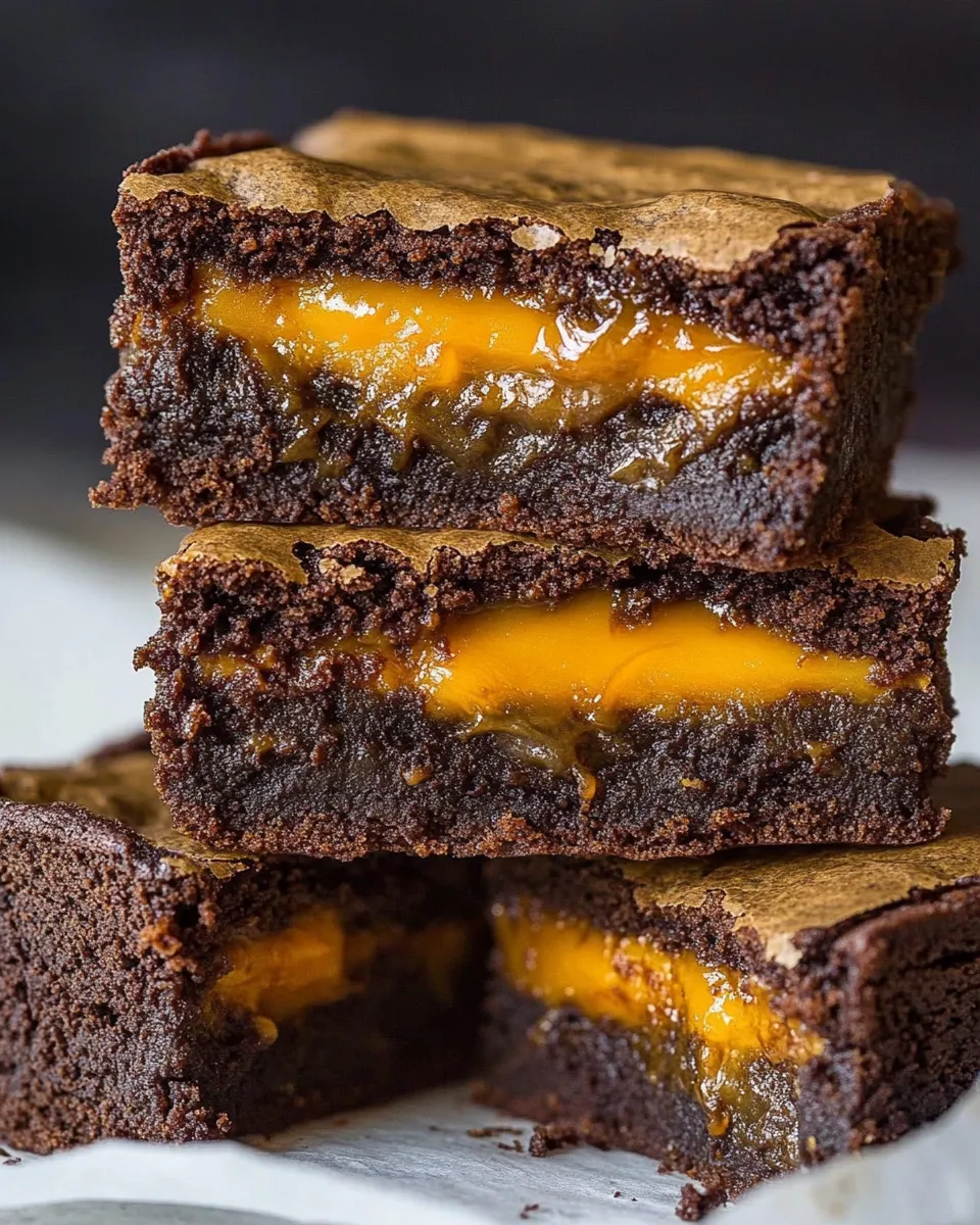 Easy Caramel Brownies (Stuffed!) shot