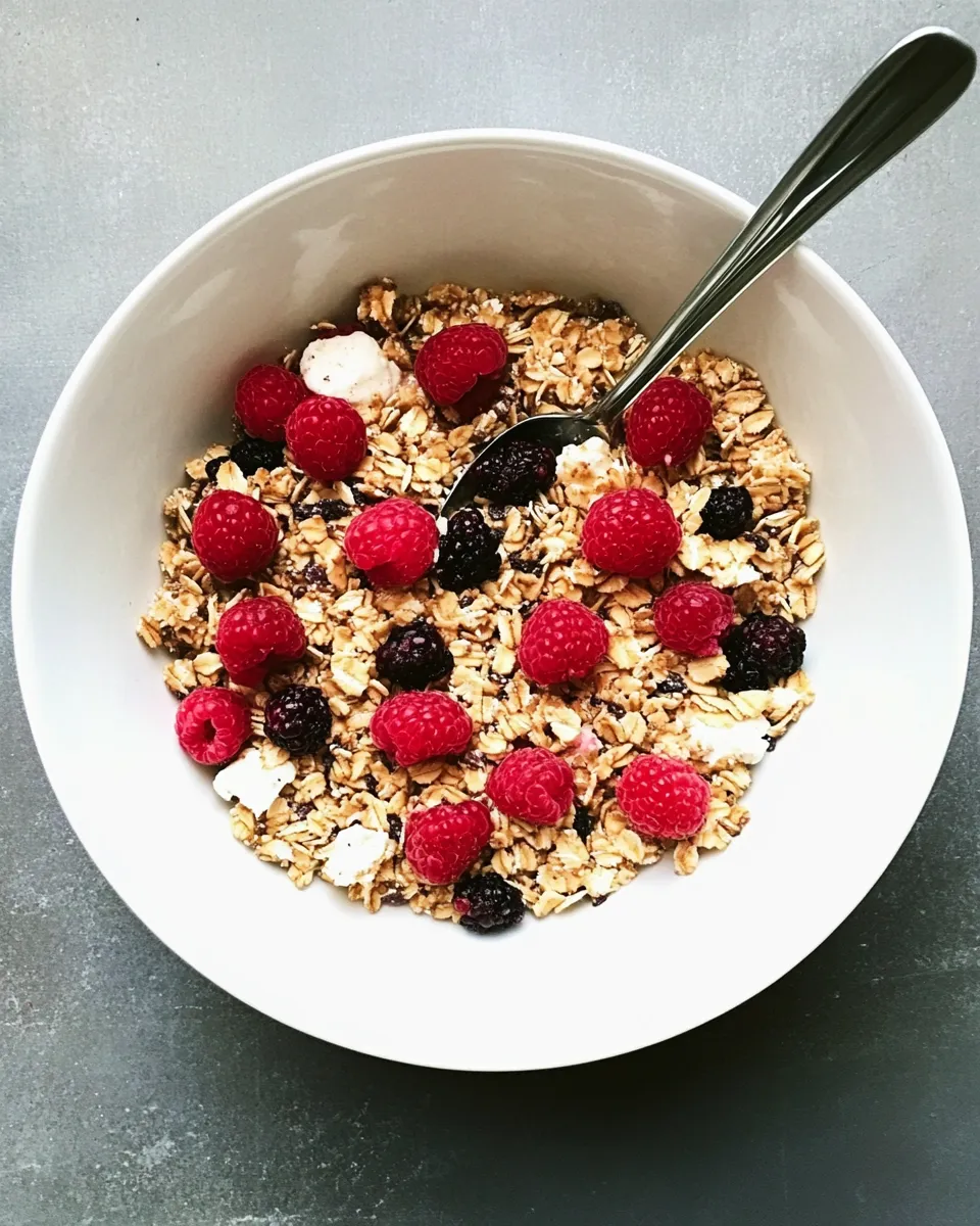 Delicious Cardamom Breakfast Cereal with Fresh Raspberries shot