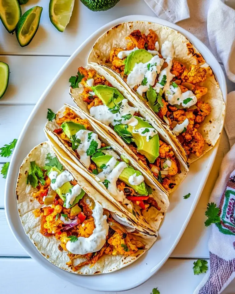 Homemade Cauliflower Tinga Tacos with Avocado Crema photo