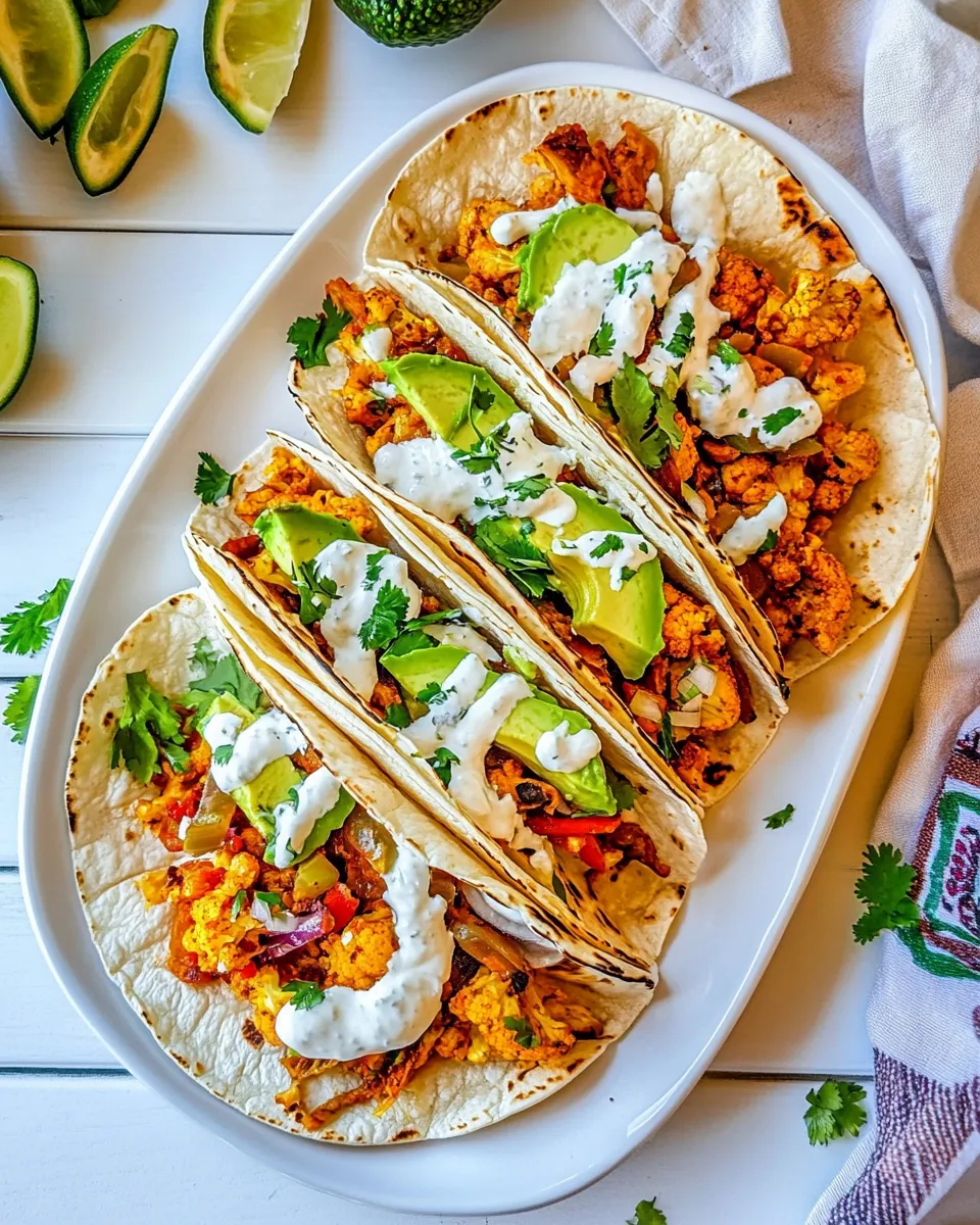 Homemade Cauliflower Tinga Tacos with Avocado Crema photo