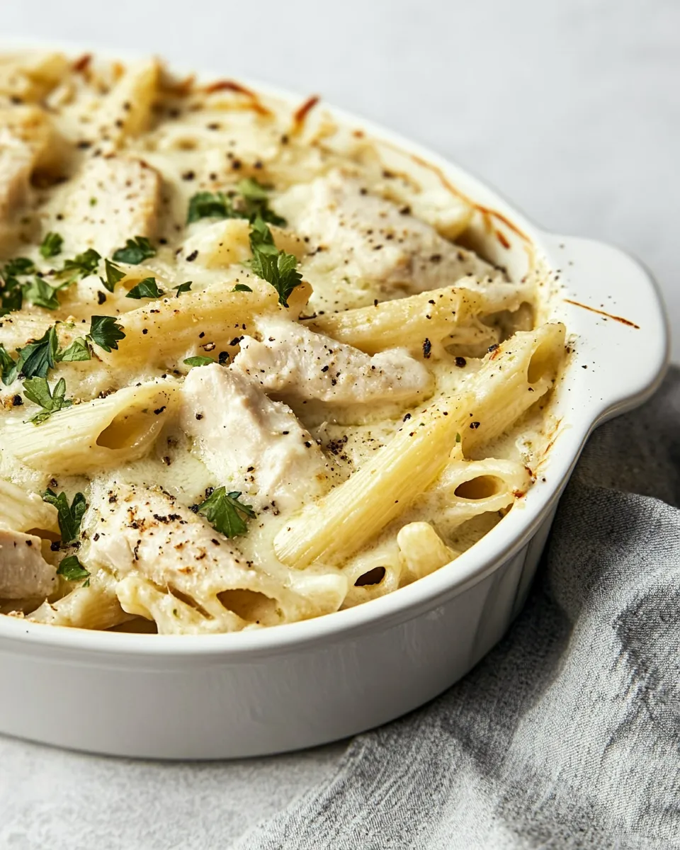 Easy Cheesy Chicken Alfredo Pasta Bake photo
