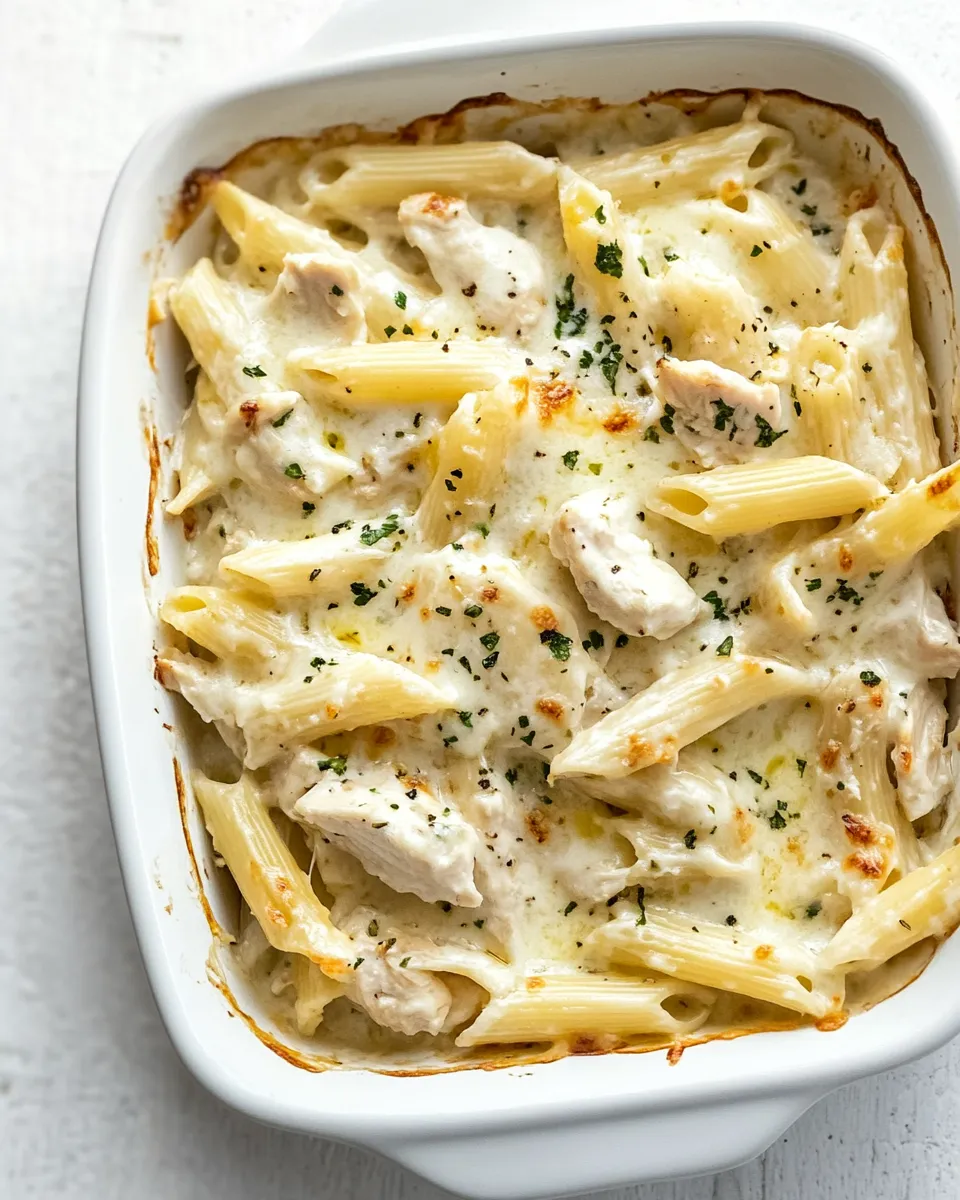 Delicious Cheesy Chicken Alfredo Pasta Bake image