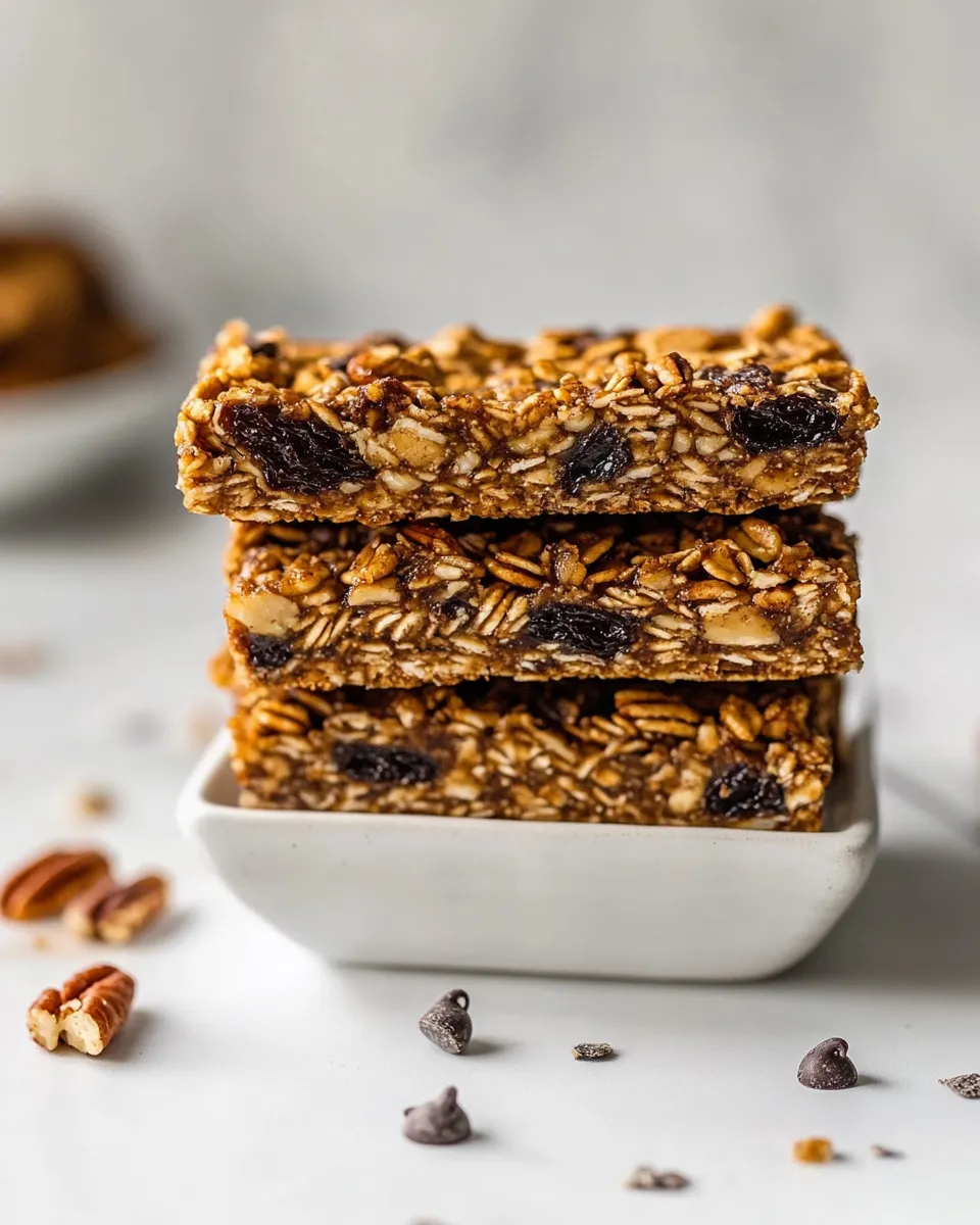 Easy Chewy Granola Bars With Pecans, Raisins, and Chocolate Chips recipe photo