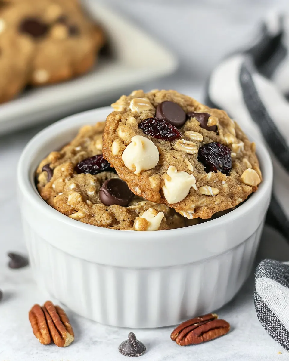 Delicious Chewy Oatmeal Cookies with Chocolate Chips, Pecans, and Dried Cherries image