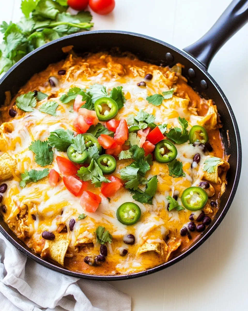 Delicious Chicken Black Bean Enchilada Skillet image