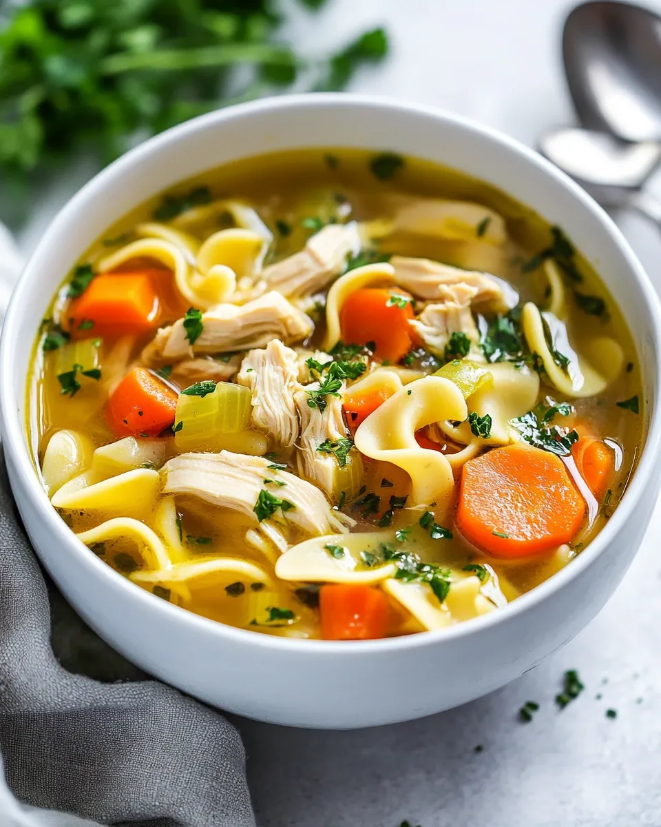 Delicious Chicken Noodle Soup shot