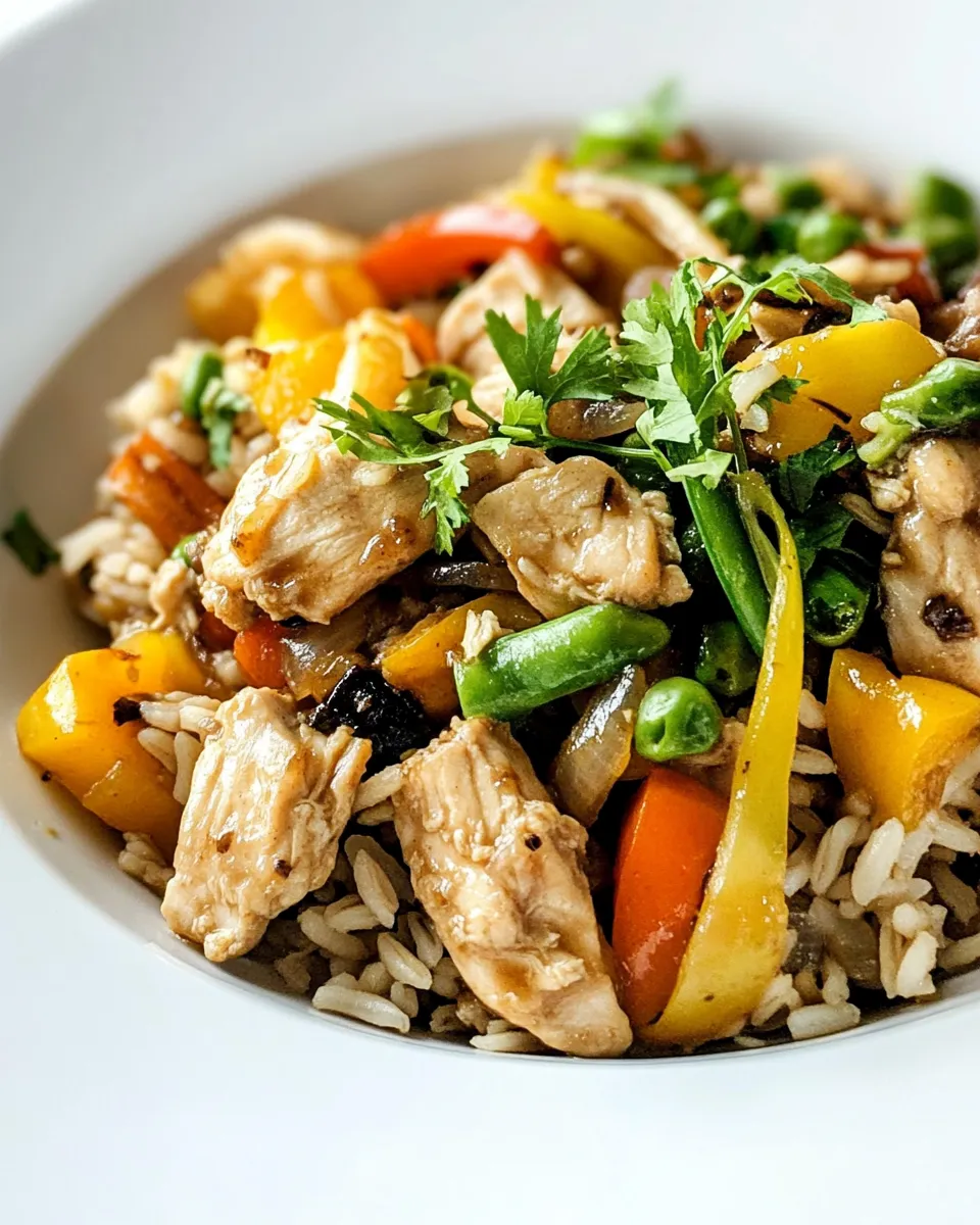 Delicious Chicken Stir-Fry with Vegetables and Brown Rice image