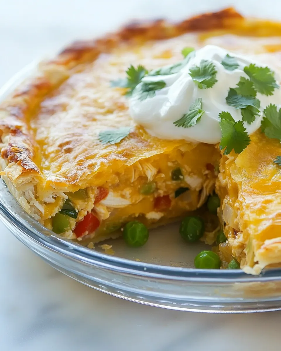 Delicious Chicken and Cheese Quesadilla Pie shot