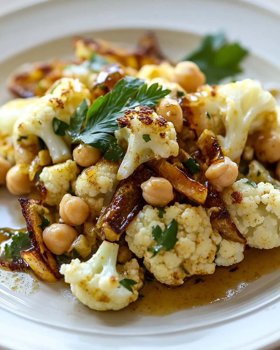 Savory Chickpeas, Cauliflower, Curry Vinaigrette shot