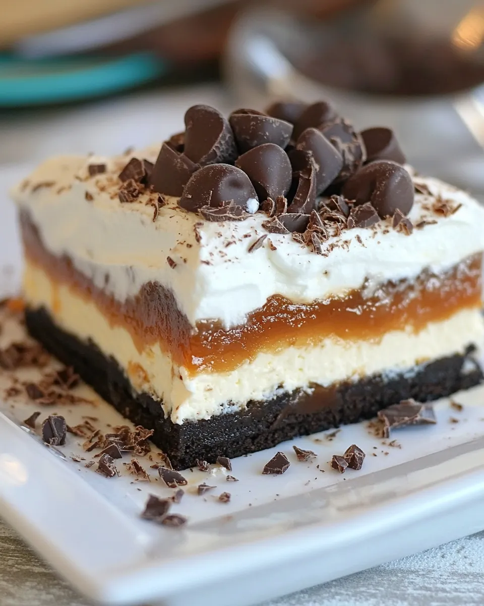 Delicious Chocolate Caramel Layered Dessert shot