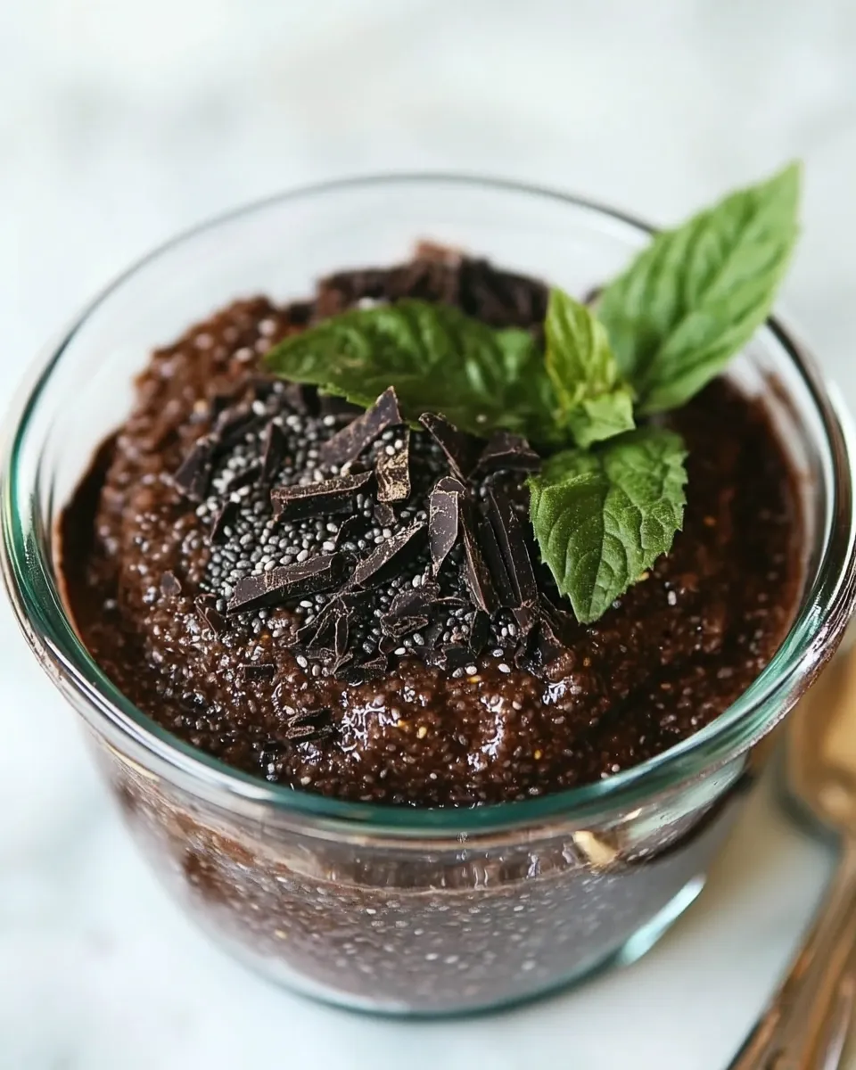 Tasty Chocolate Chia Pudding with Coconut Milk food shot