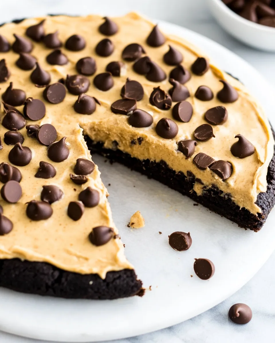 Ultimate Chocolate Cookie Pizza With Salted Caramel-Peanut Butter-Greek Yogurt Frosting shot