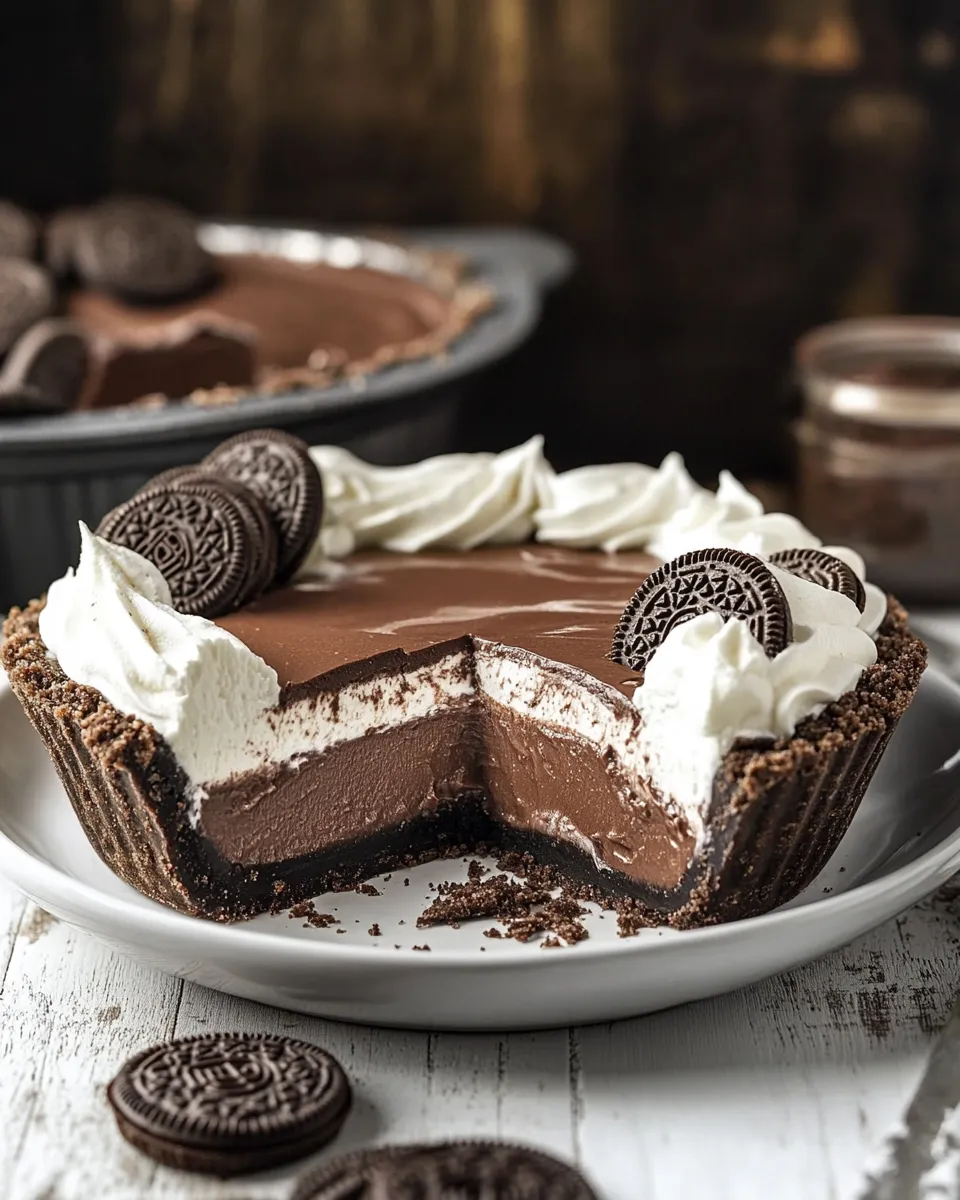 Homemade Chocolate Cream Pie (Oreo Pie Crust) photo