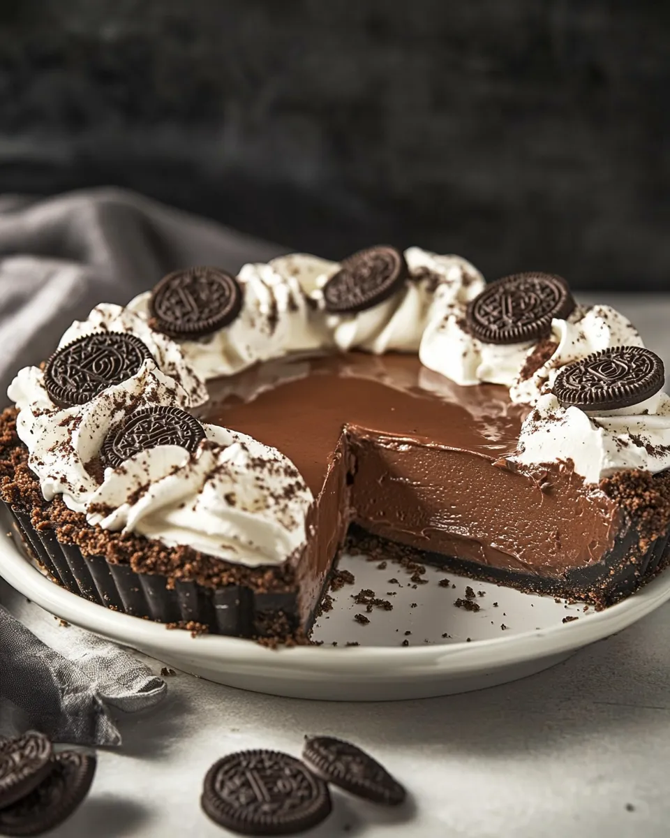Easy Chocolate Cream Pie (Oreo Pie Crust) recipe photo