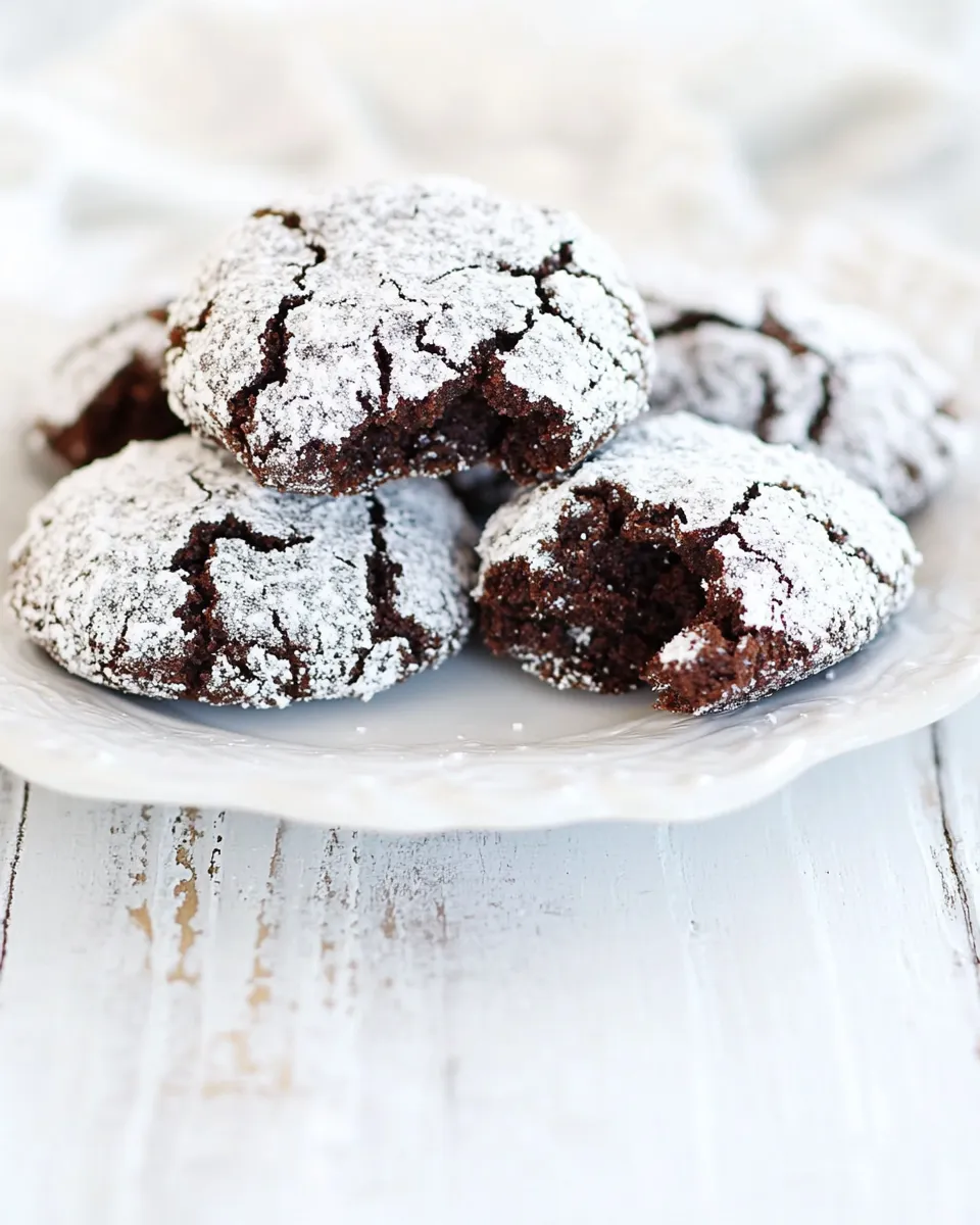 Homemade Chocolate Creme de Menthe Crinkle Cookies photo