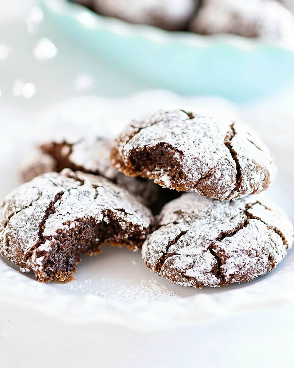 Easy Chocolate Creme de Menthe Crinkle Cookies food shot