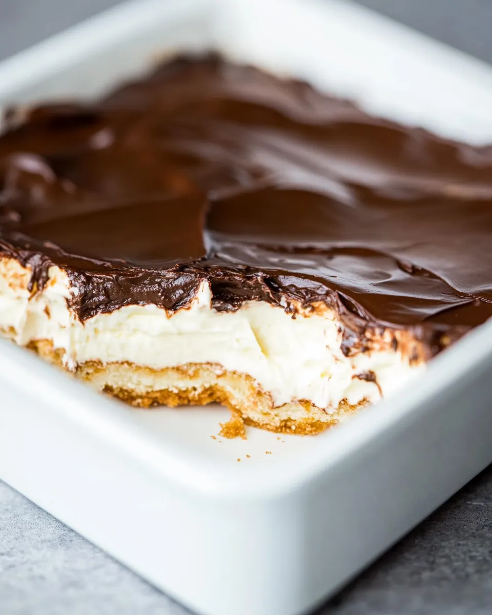 Delicious Chocolate Eclair Cake (From Scratch) shot