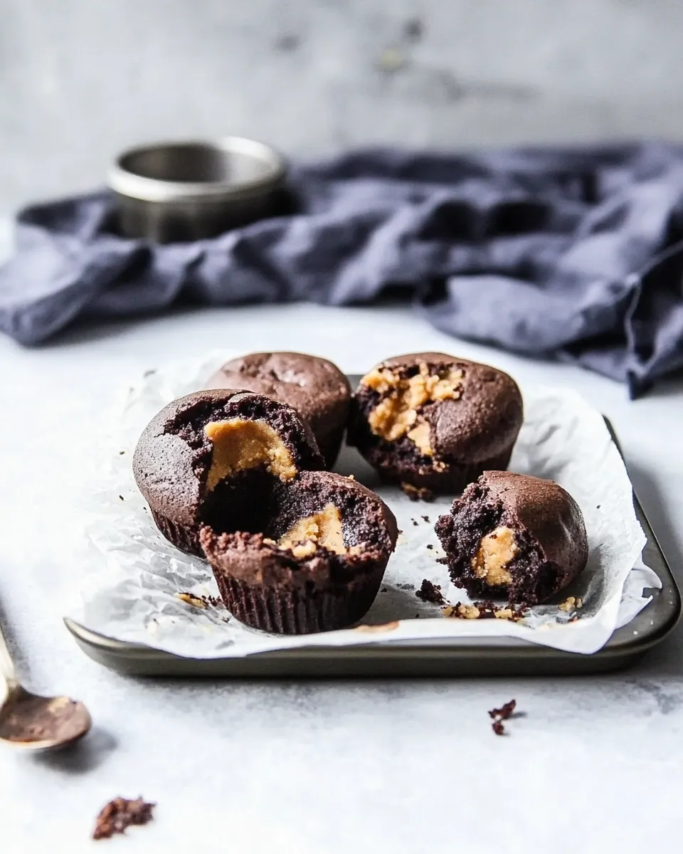 Easy Chocolate Egg Muffins Stuffed With Cookie Dough food shot