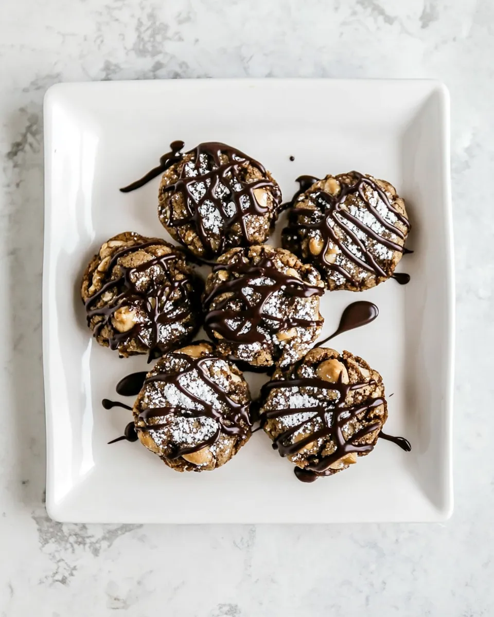 Quick Chocolate Peanut Butter Crinkle Cookies. food shot