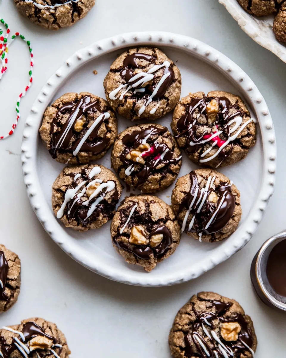 Healthy Chocolate Peanut Butter Crinkle Cookies. image