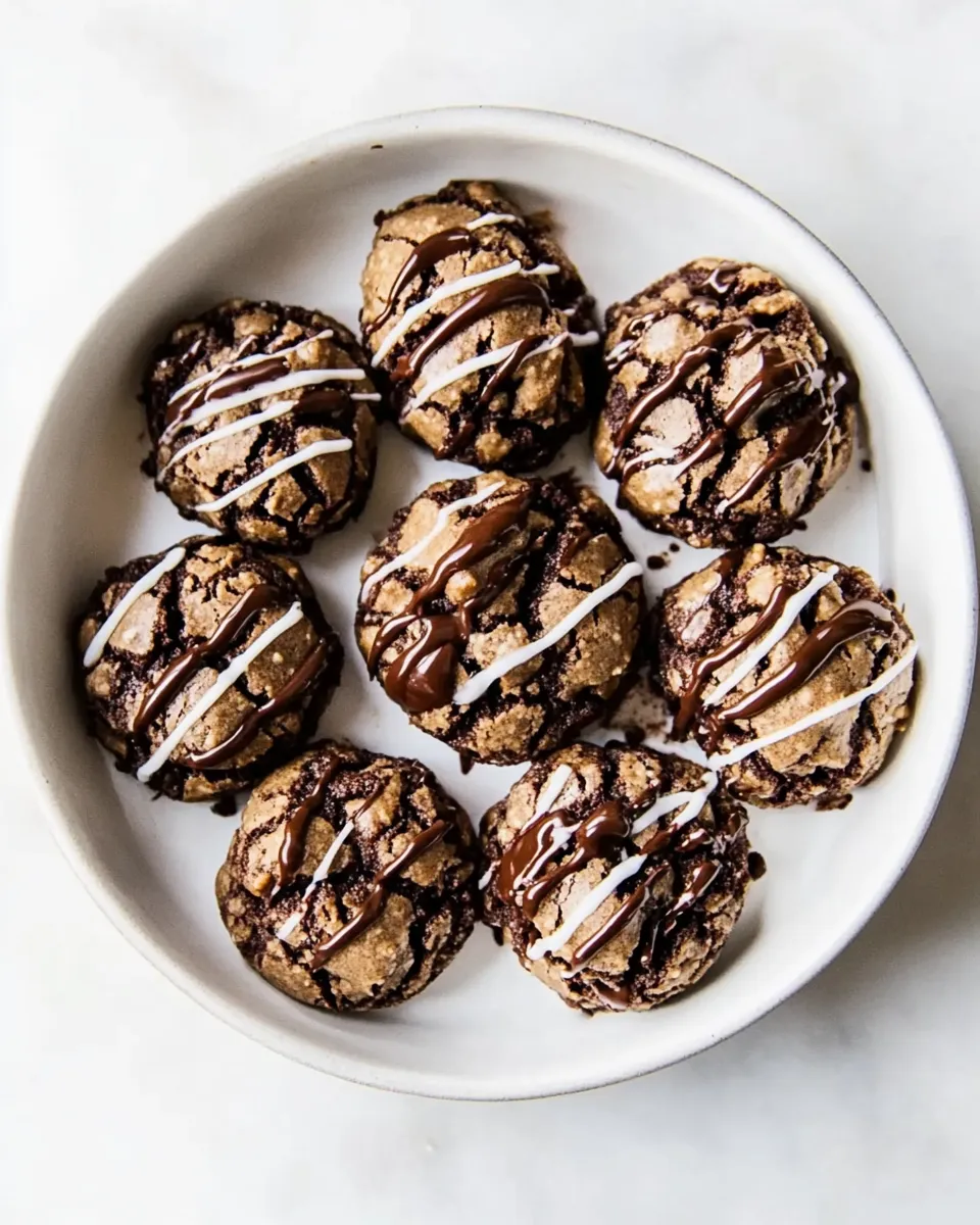 Quick Chocolate Peanut Butter Crinkle Cookies. recipe image