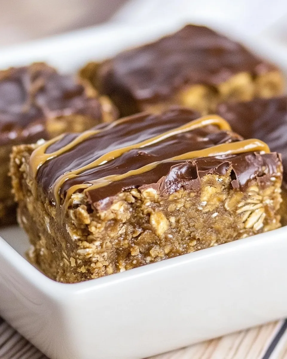 Classic Chocolate Peanut Butter Oatmeal Bars dish photo