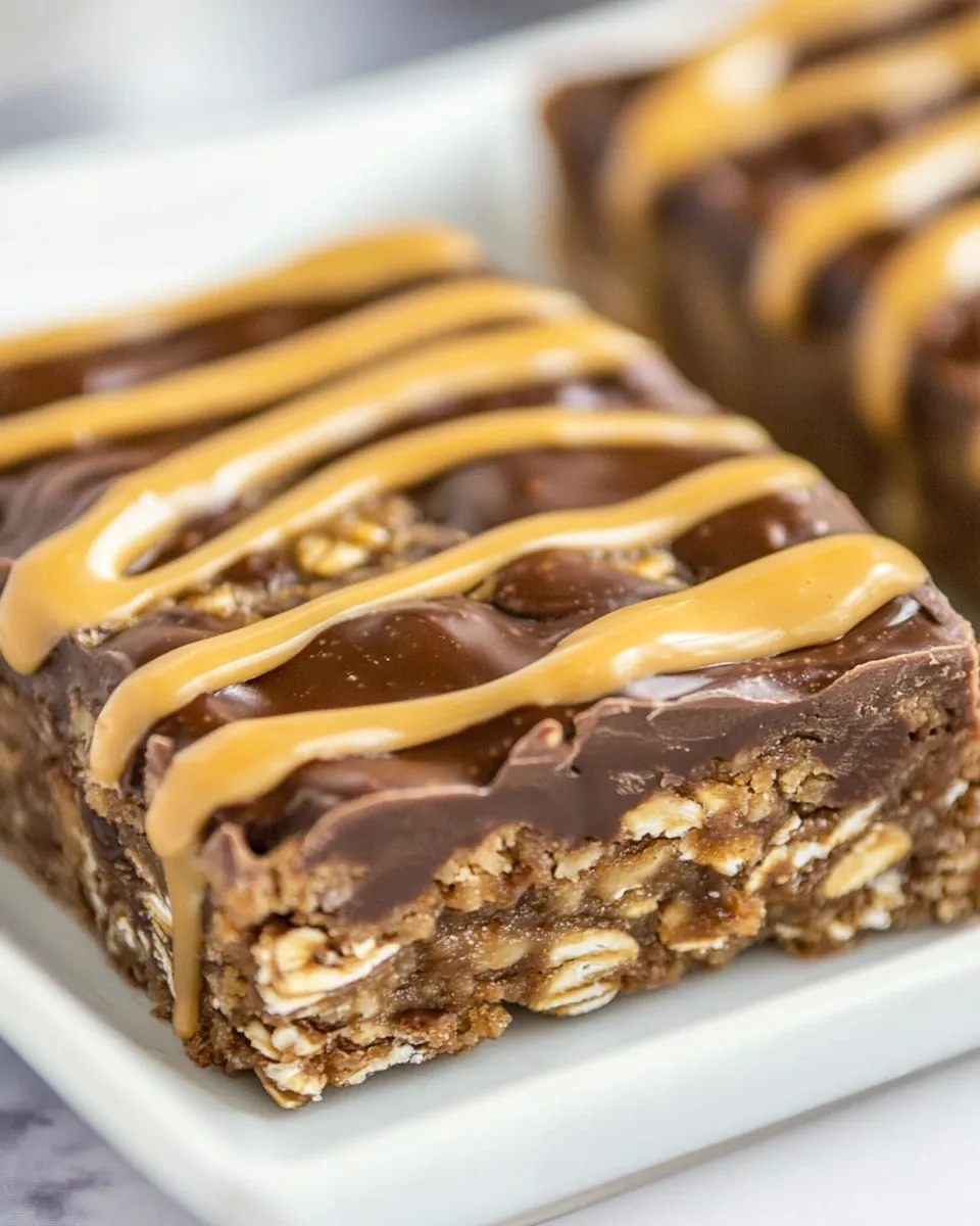 Easy Chocolate Peanut Butter Oatmeal Bars recipe photo
