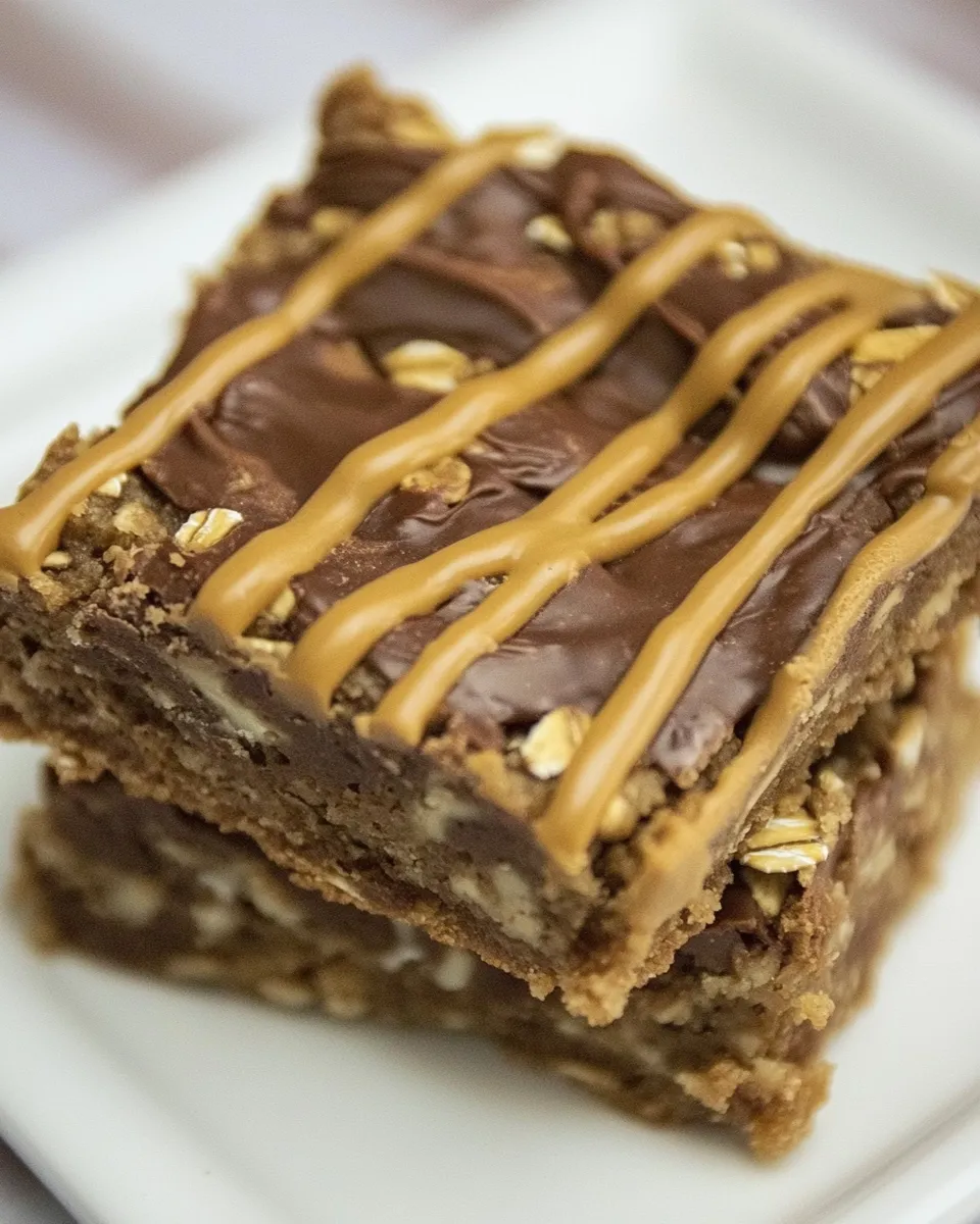 Delicious Chocolate Peanut Butter Oatmeal Bars shot