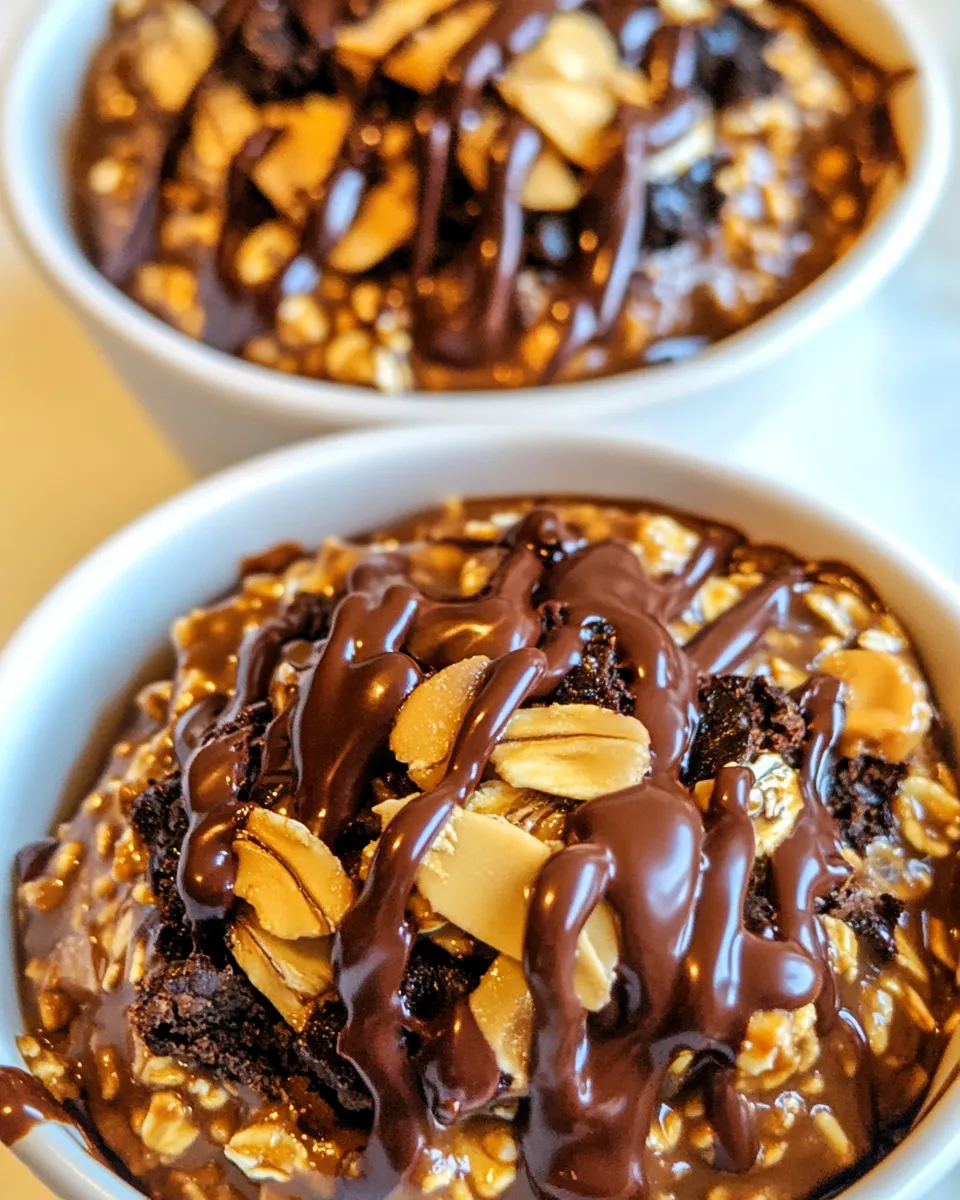 Delicious Chocolate Peanut Butter Oatmeal Bowls image