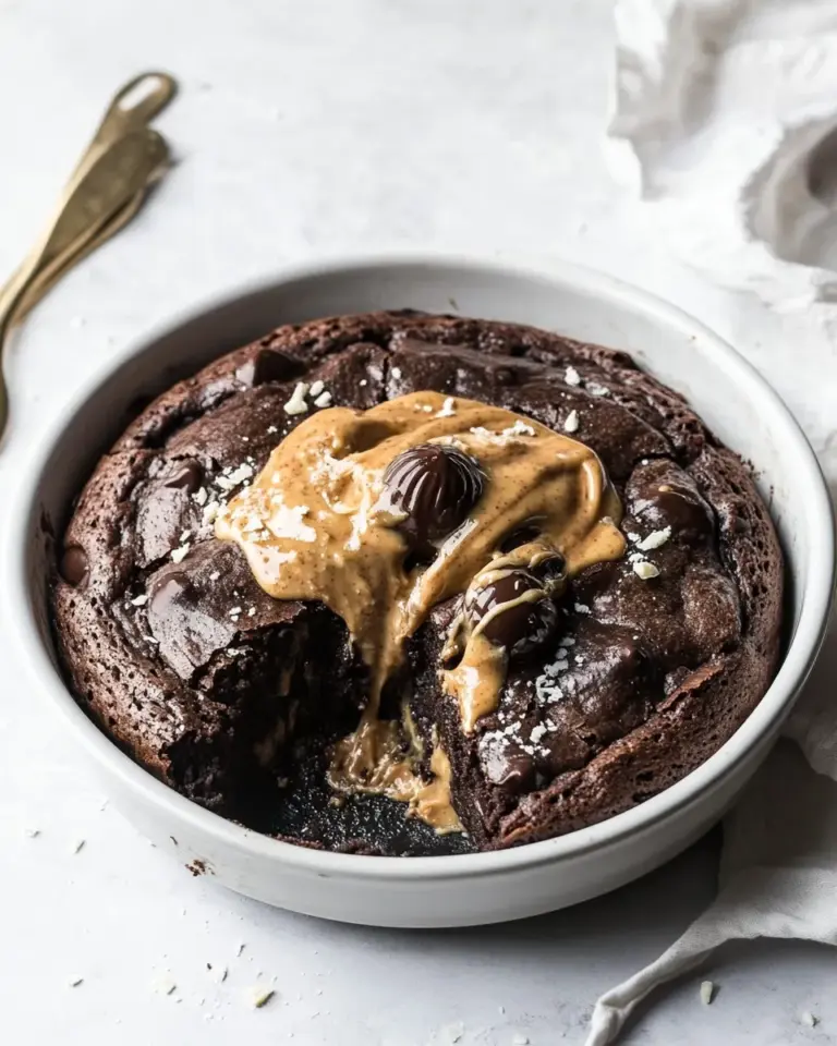 Healthy Chocolate Peanut Butter Skillet Brownie. shot