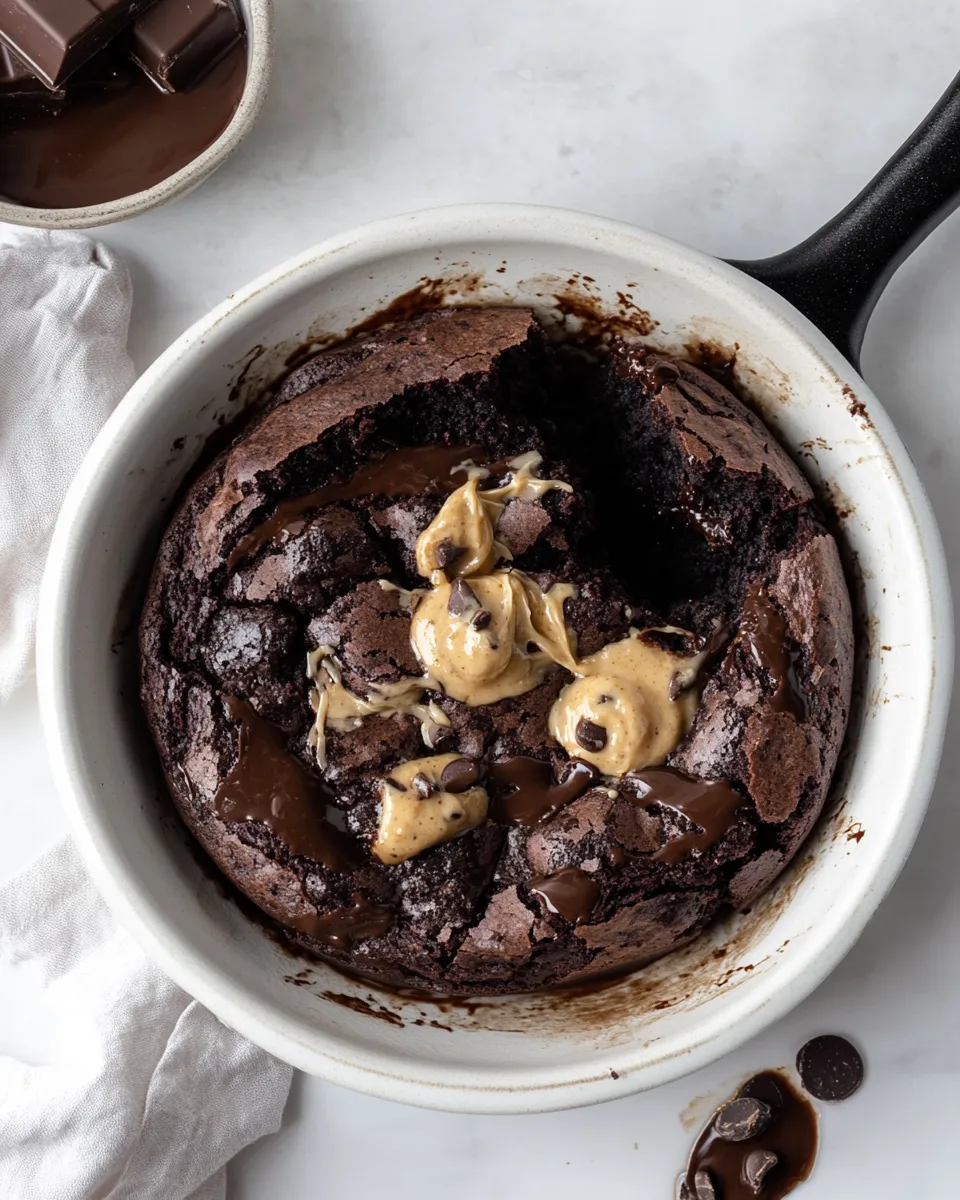Ultimate Chocolate Peanut Butter Skillet Brownie. dish image