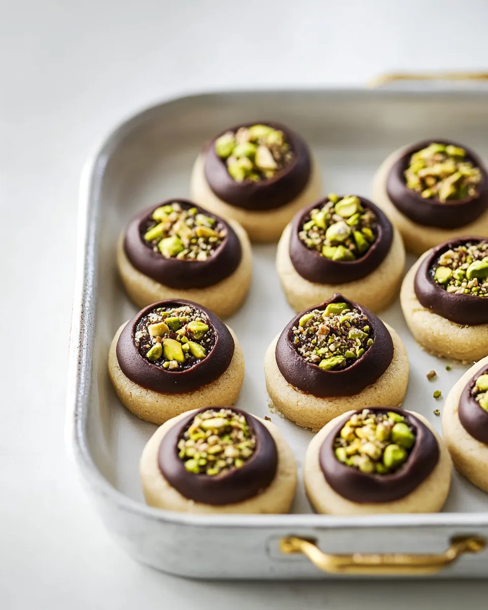 Easy Chocolate Pistachio Cream Thumbprints recipe photo