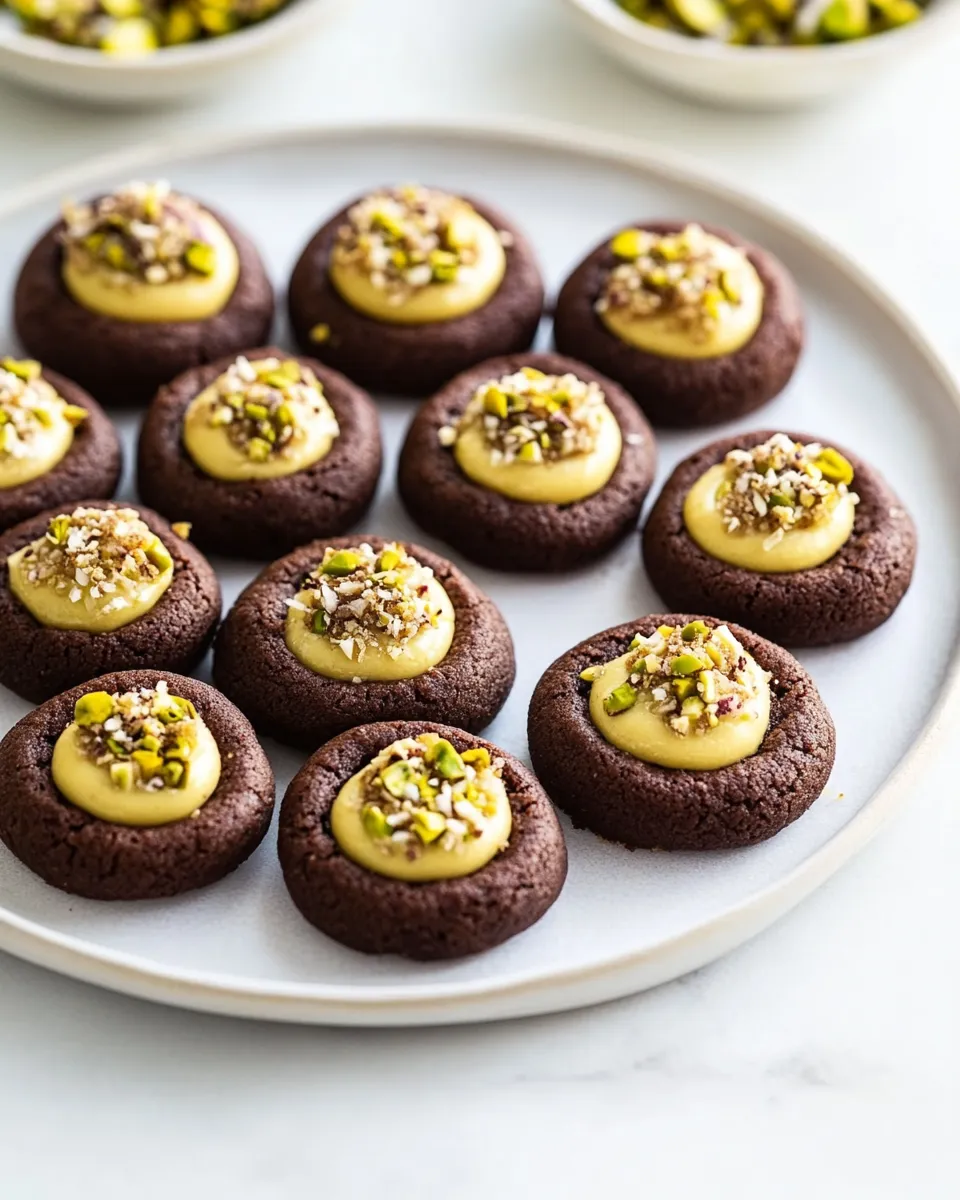 Delicious Chocolate Pistachio Cream Thumbprints shot