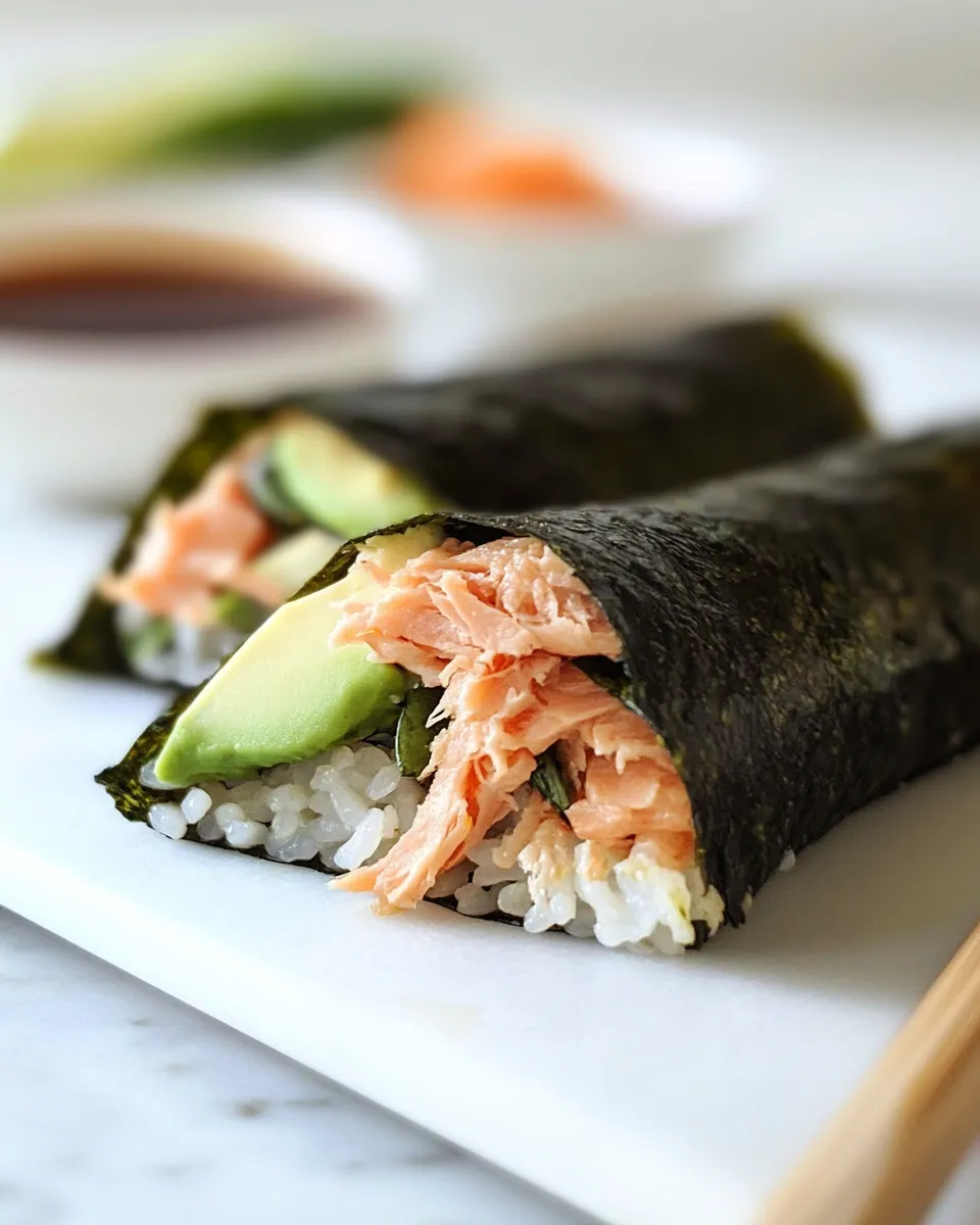 Easy Cooked Salmon Hand Rolls recipe photo