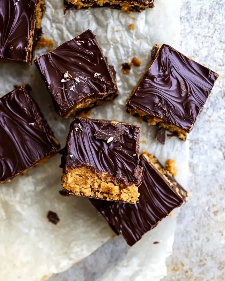 Best Cookie Dough Chocolate Peanut Butter Bars. food shot