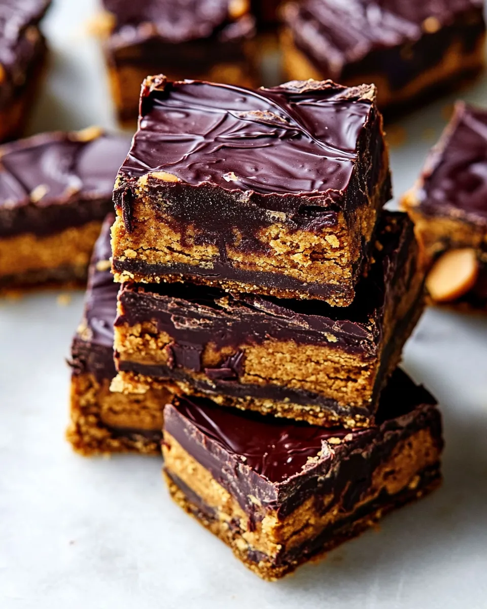 Simple Cookie Dough Chocolate Peanut Butter Bars. shot