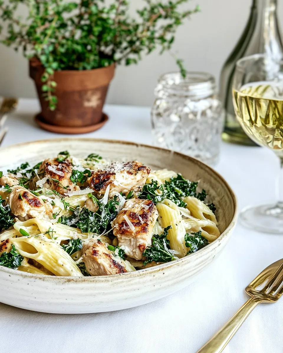 Delicious Creamy Chicken Picata Pasta with Kale image