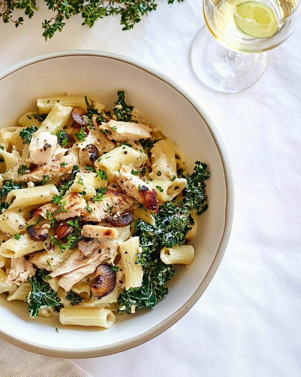 Quick Creamy Chicken Picata Pasta with Kale recipe photo