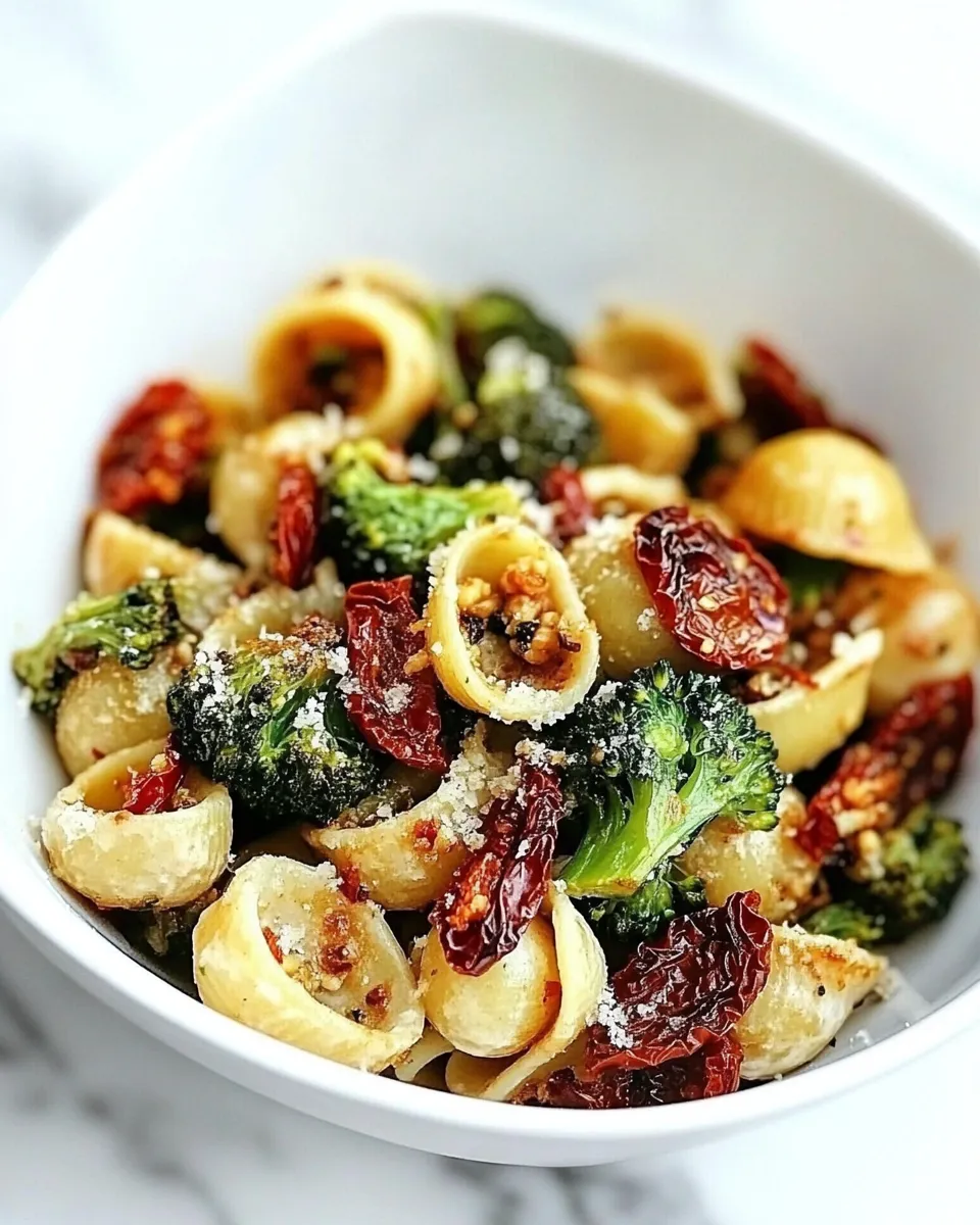 Homemade Creamy Goat Cheese Pasta with Roasted Broccoli and Sun-Dried Tomatoes photo