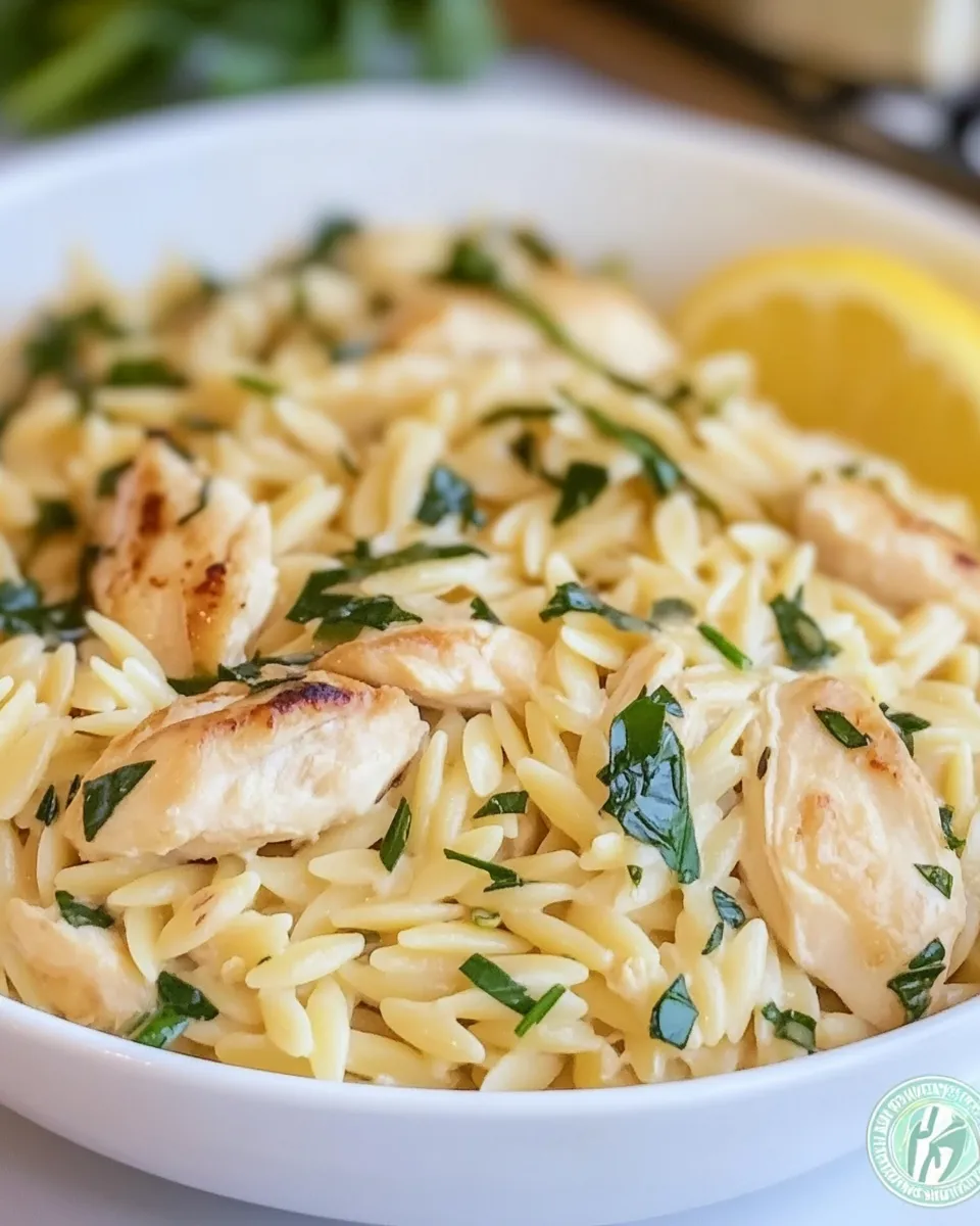 Homemade Creamy Lemon Orzo with Chicken dish photo
