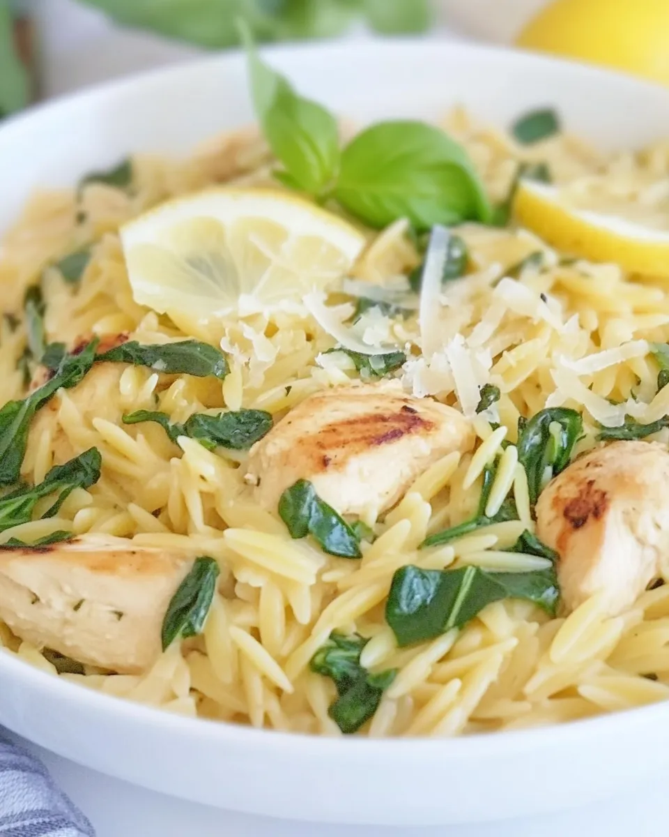 Quick Creamy Lemon Orzo with Chicken shot
