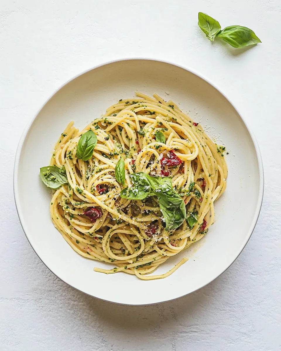 Easy Creamy Pesto Pasta Recipe shot