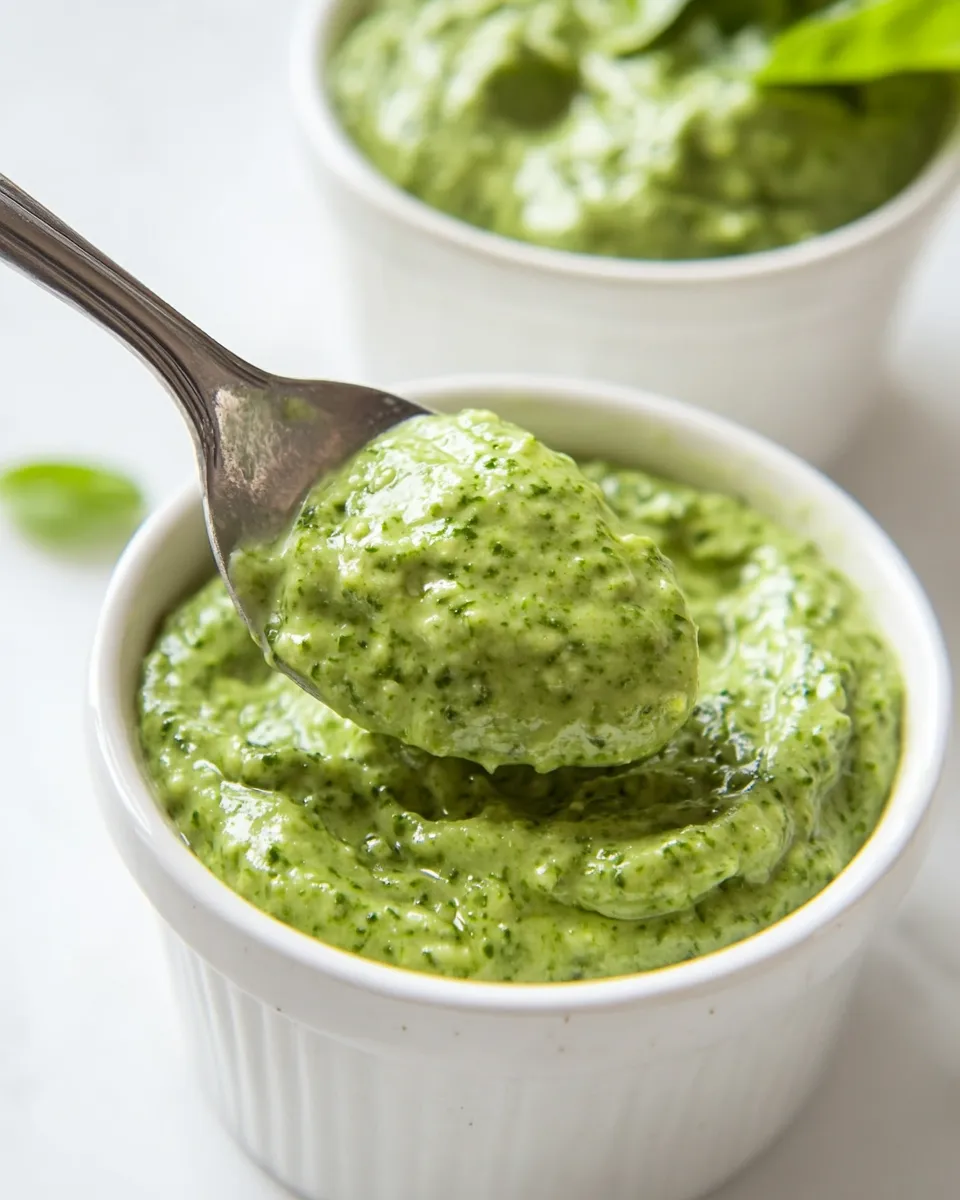 Delicious Creamy Pesto Sauce shot