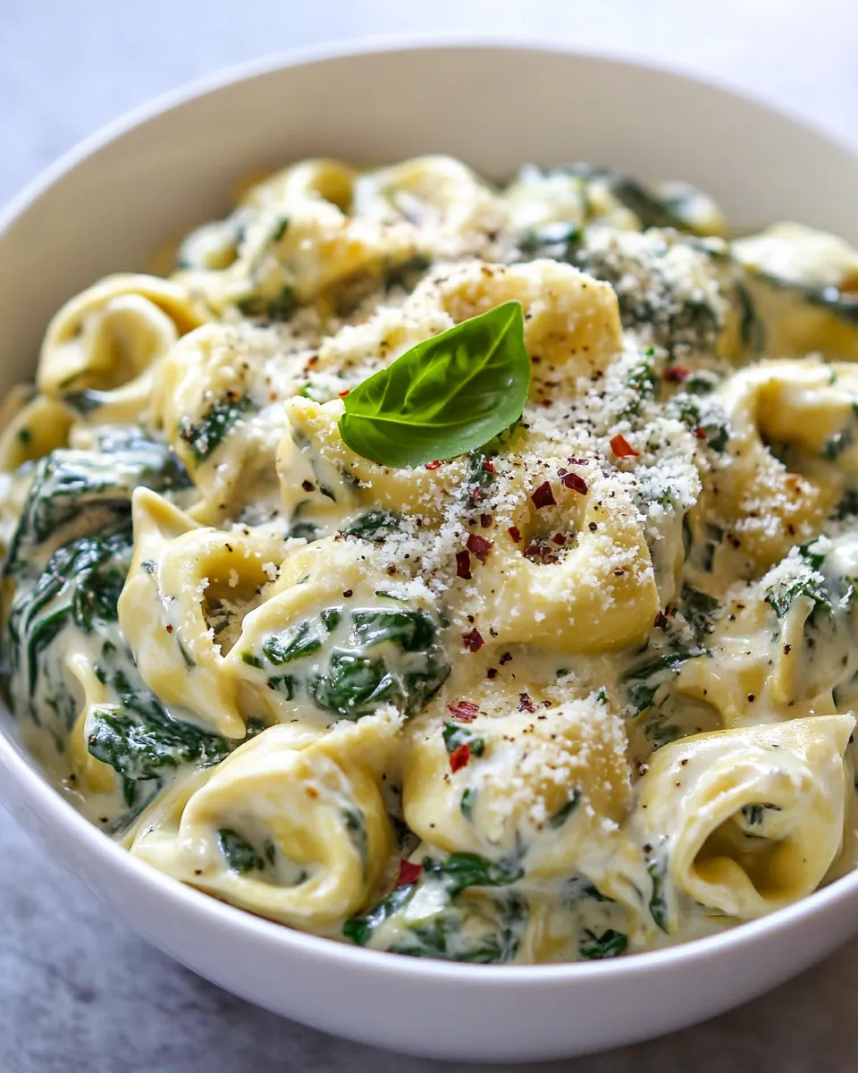 Homemade Creamy Spinach Artichoke Tortellini photo