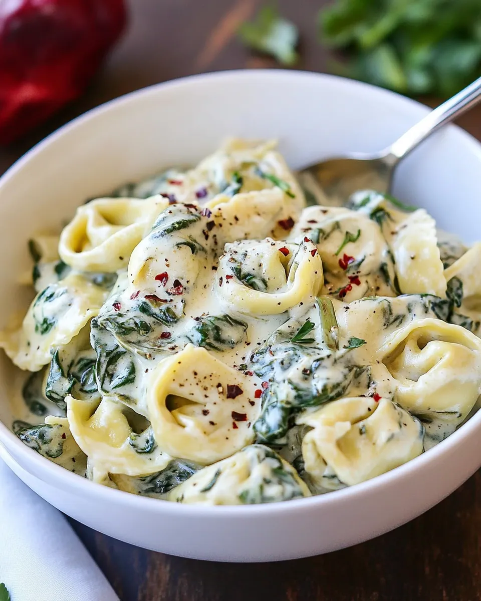 Easy Creamy Spinach Artichoke Tortellini recipe photo