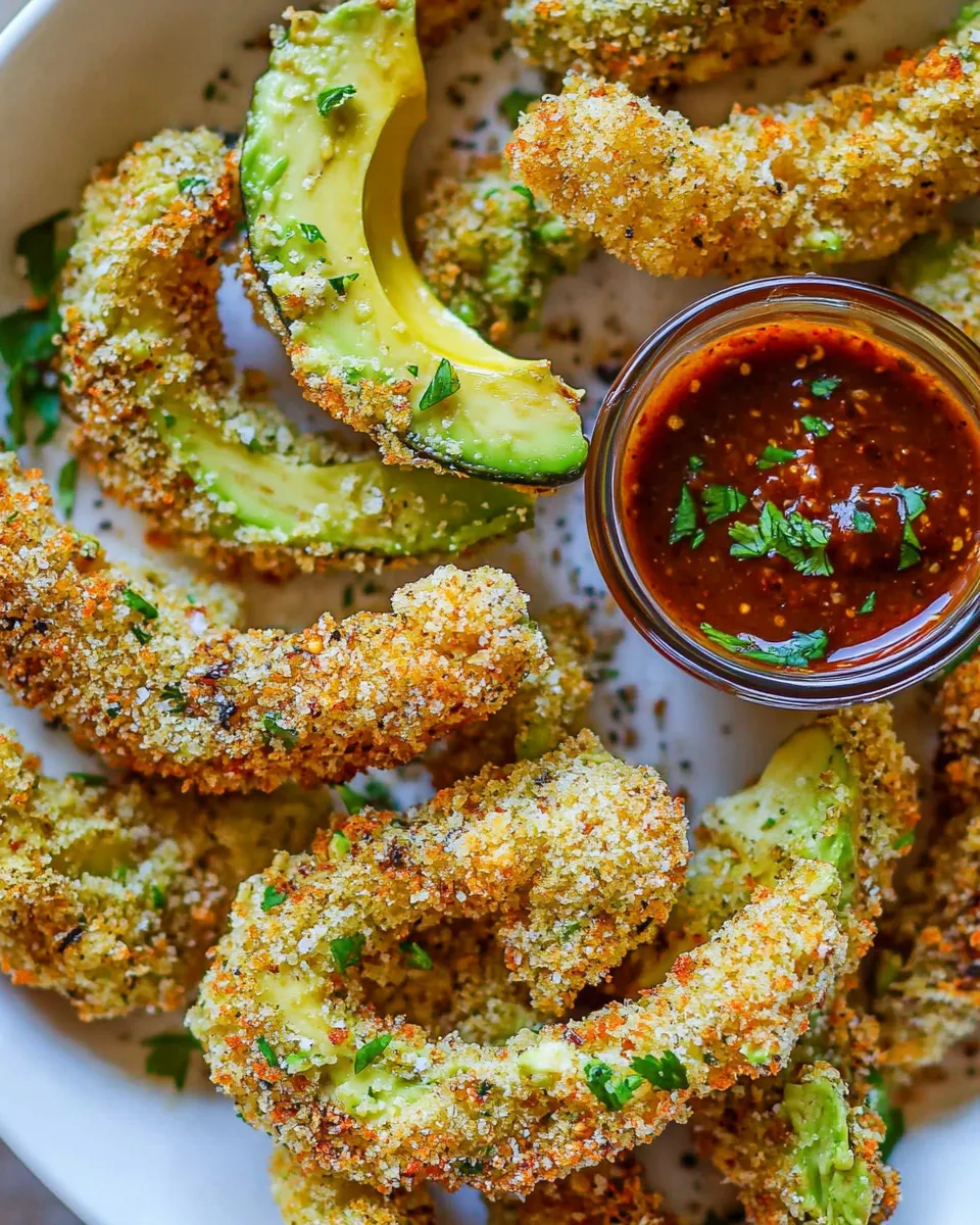 Delicious Crispy Baked Avocado Fries & Chipotle Dipping Sauce image