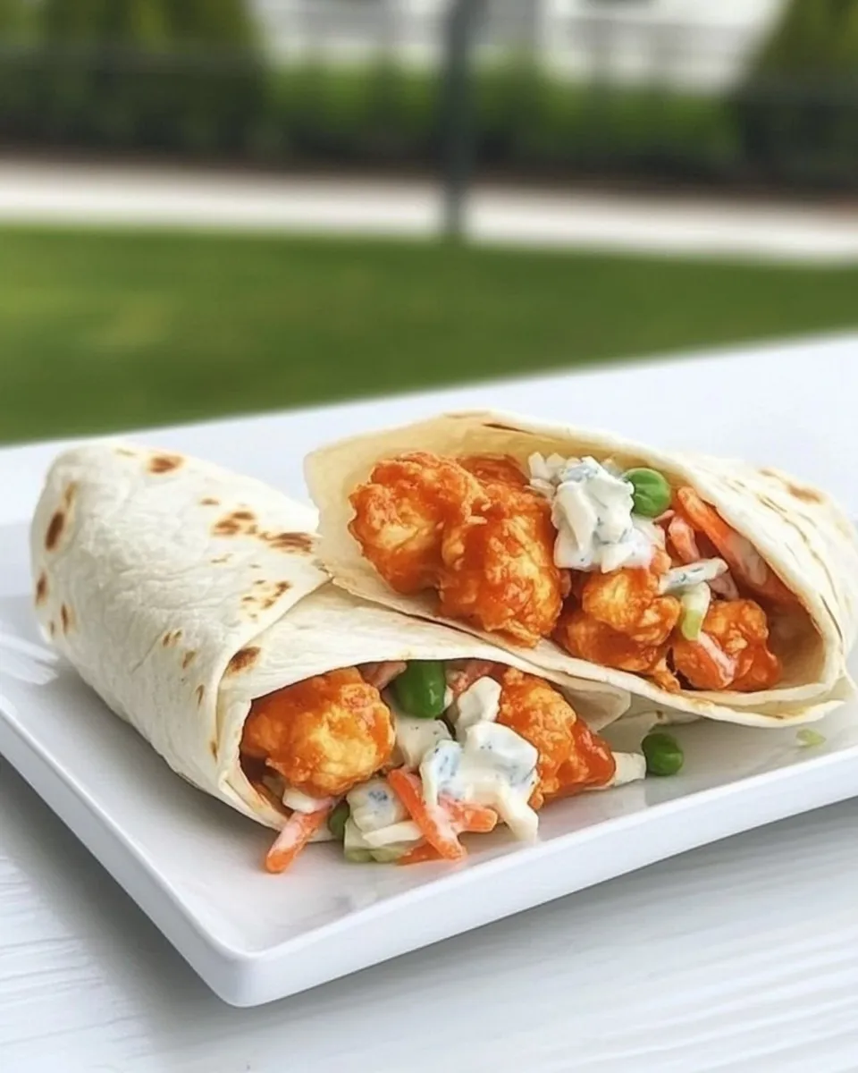 Delicious Crispy Buffalo Chicken Wraps with Blue Cheese Slaw image