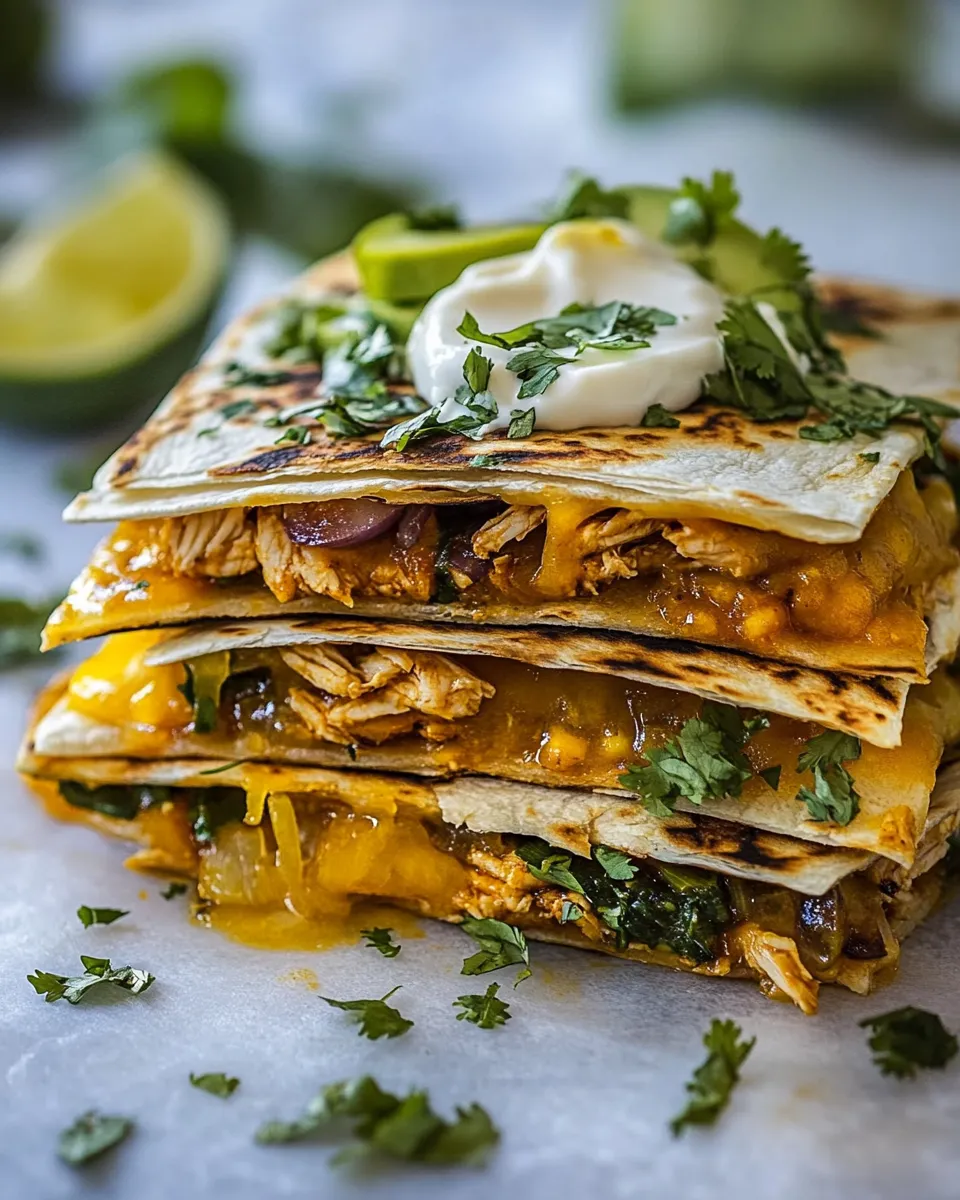 Homemade Crispy Chicken Tinga Quesadillas. image