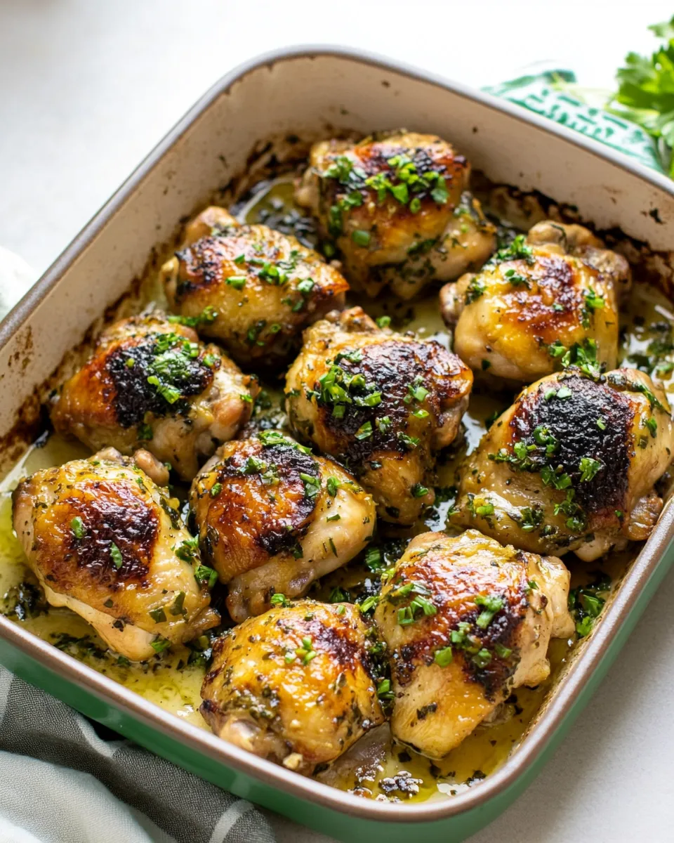 Homemade Crispy Garlic Butter Baked Chicken Thighs photo