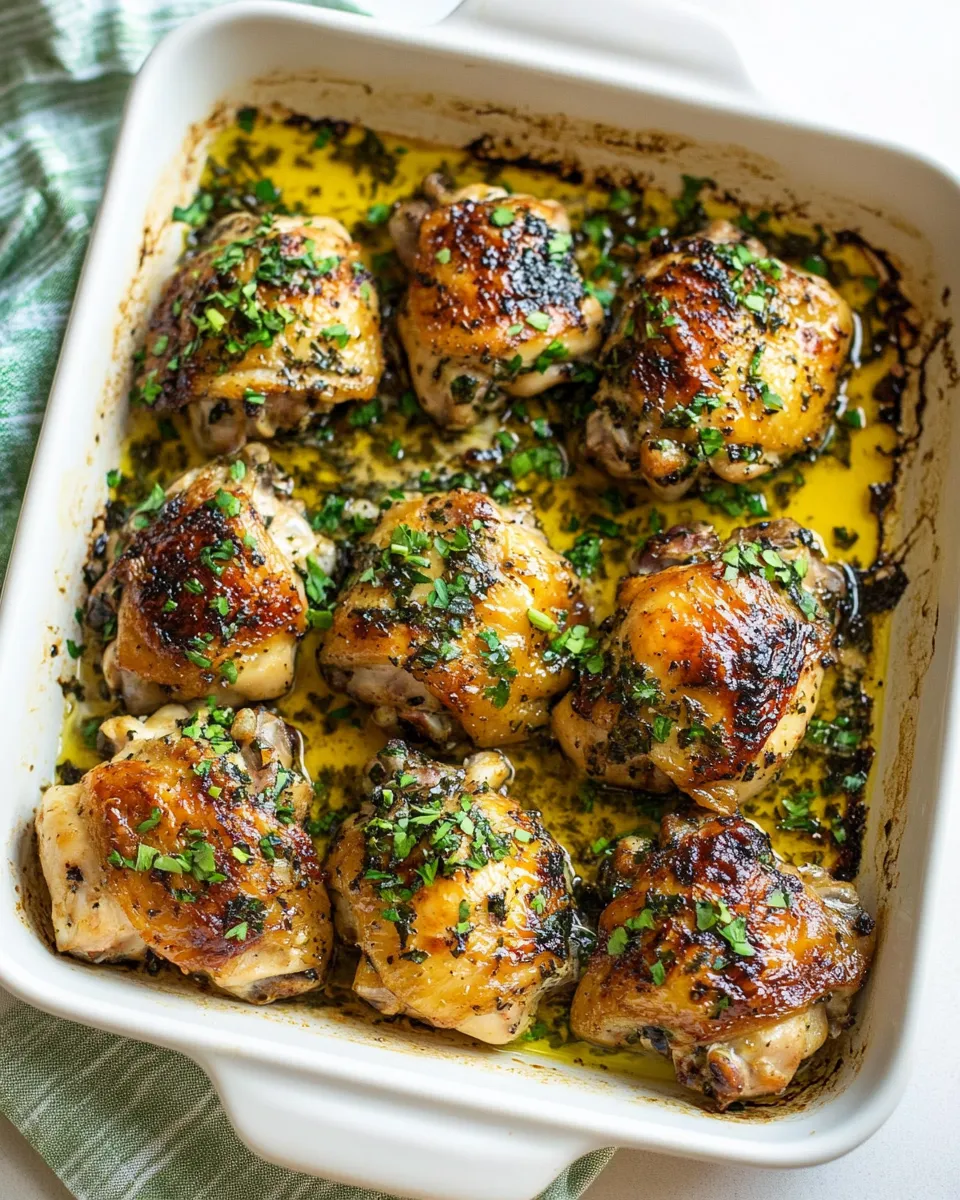 Savory Crispy Garlic Butter Baked Chicken Thighs shot